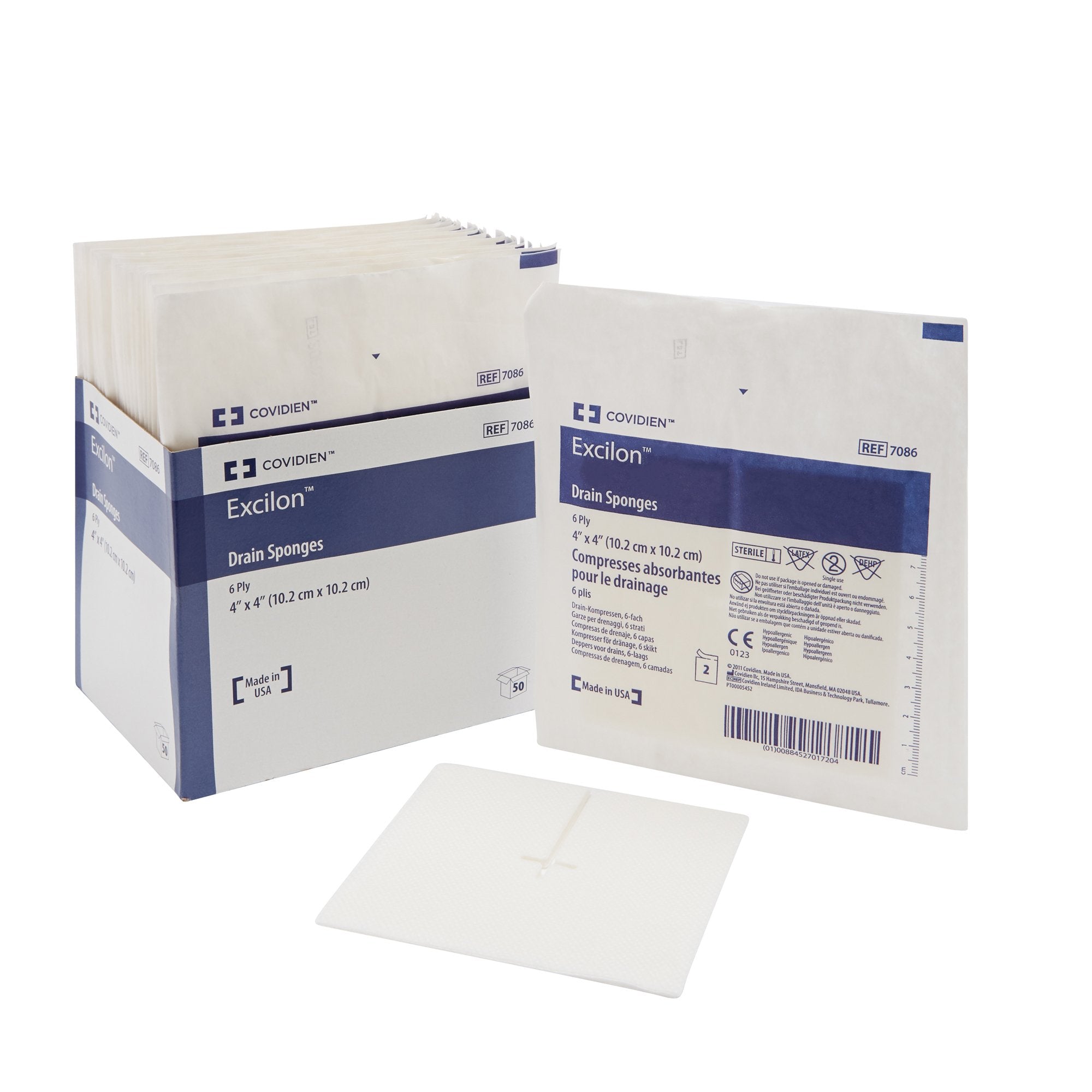 Cardinal - Drain Sponge Excilon™ 4 X 4 Inch 6-Ply Sterile 2 per Pack [300/CS]