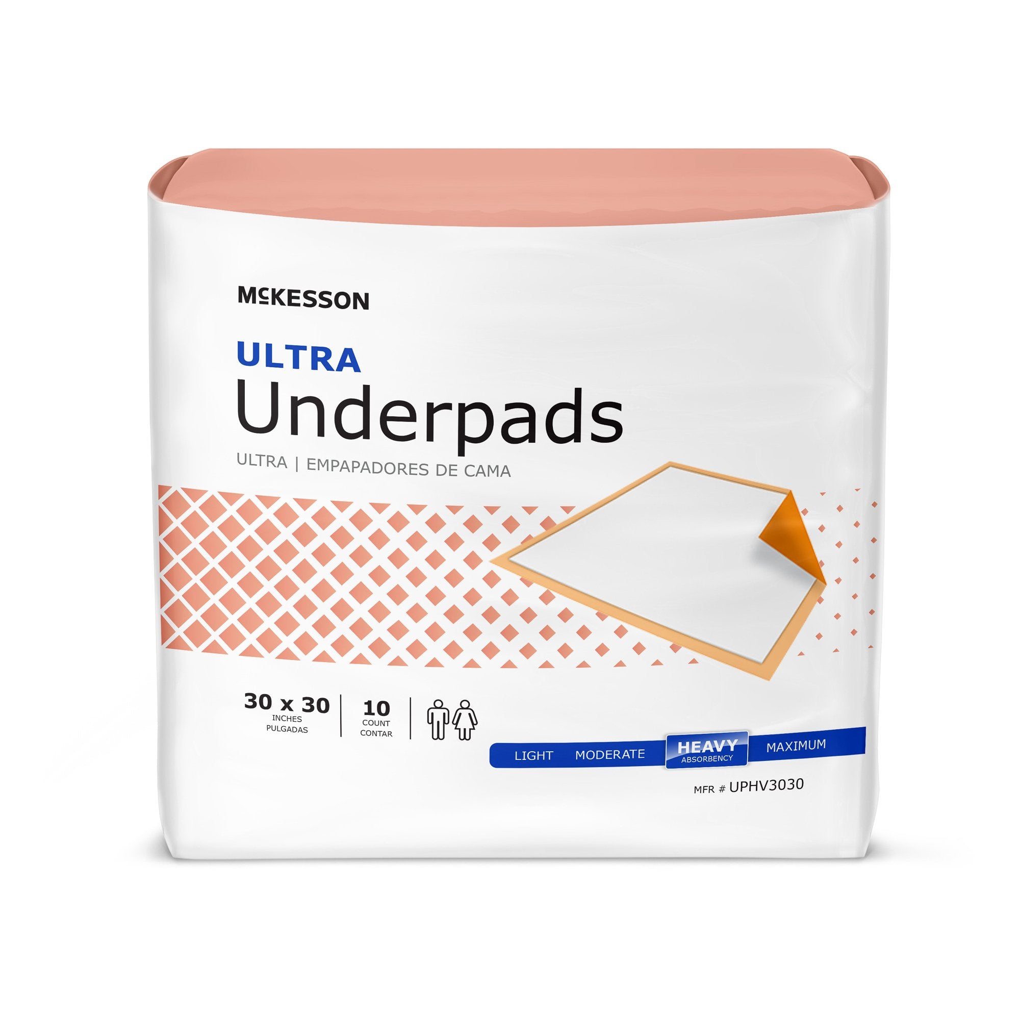 McKesson Brand - Disposable Underpad McKesson Ultra 30 X 30 Inch Fluff / Polymer Heavy Absorbency [100/CS]