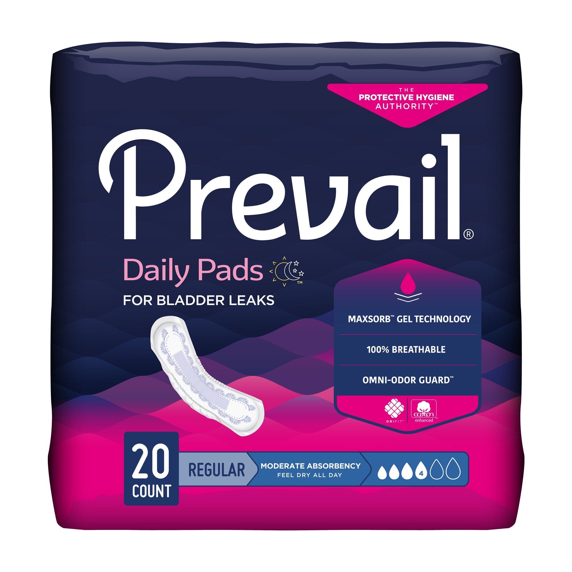 First Quality - Bladder Control Pad Prevail® Daily Pads 9-1/4 Inch Length Moderate Absorbency Polymer Core One Size Fits Most [180/CS]