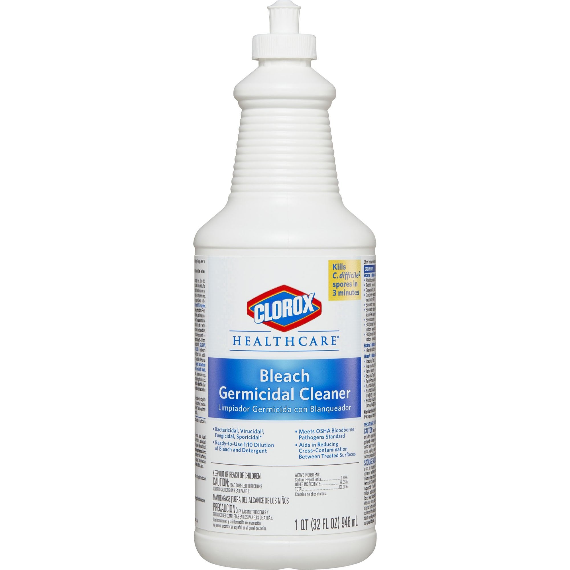 The Clorox Company - Clorox Healthcare® Bleach Germicidal Surface Disinfectant Cleaner Manual Squeeze Liquid 32 oz. Bottle Fruity Floral Bleach Scent NonSterile [6/CS]