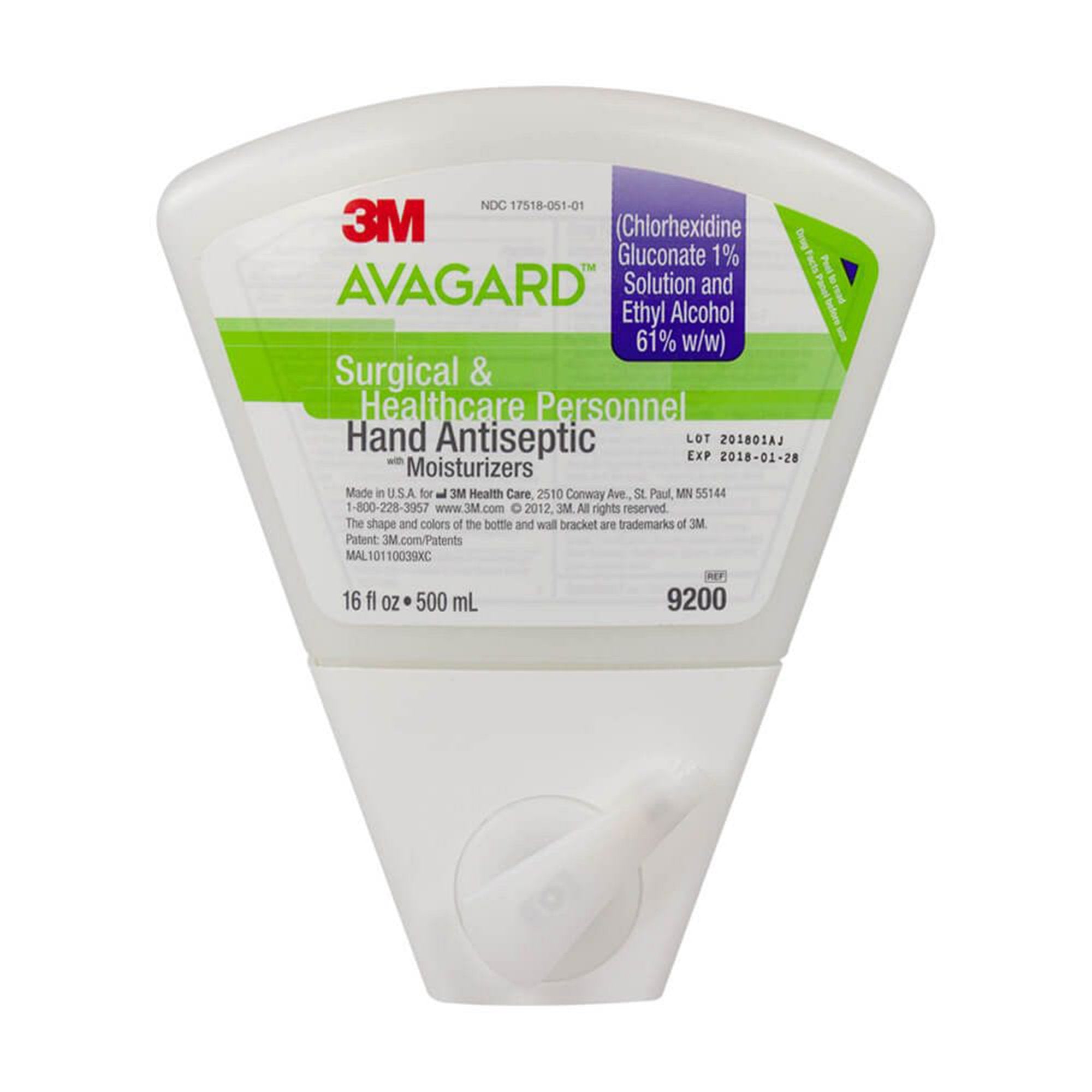 Solventum Corporation - Waterless Surgical Scrub 3M™ Avagard™ 16 oz. Dispenser Refill Bottle 1% / 61% Strength CHG (Chlorhexidine Gluconate) / Ethyl Alcohol NonSterile [8/CS]