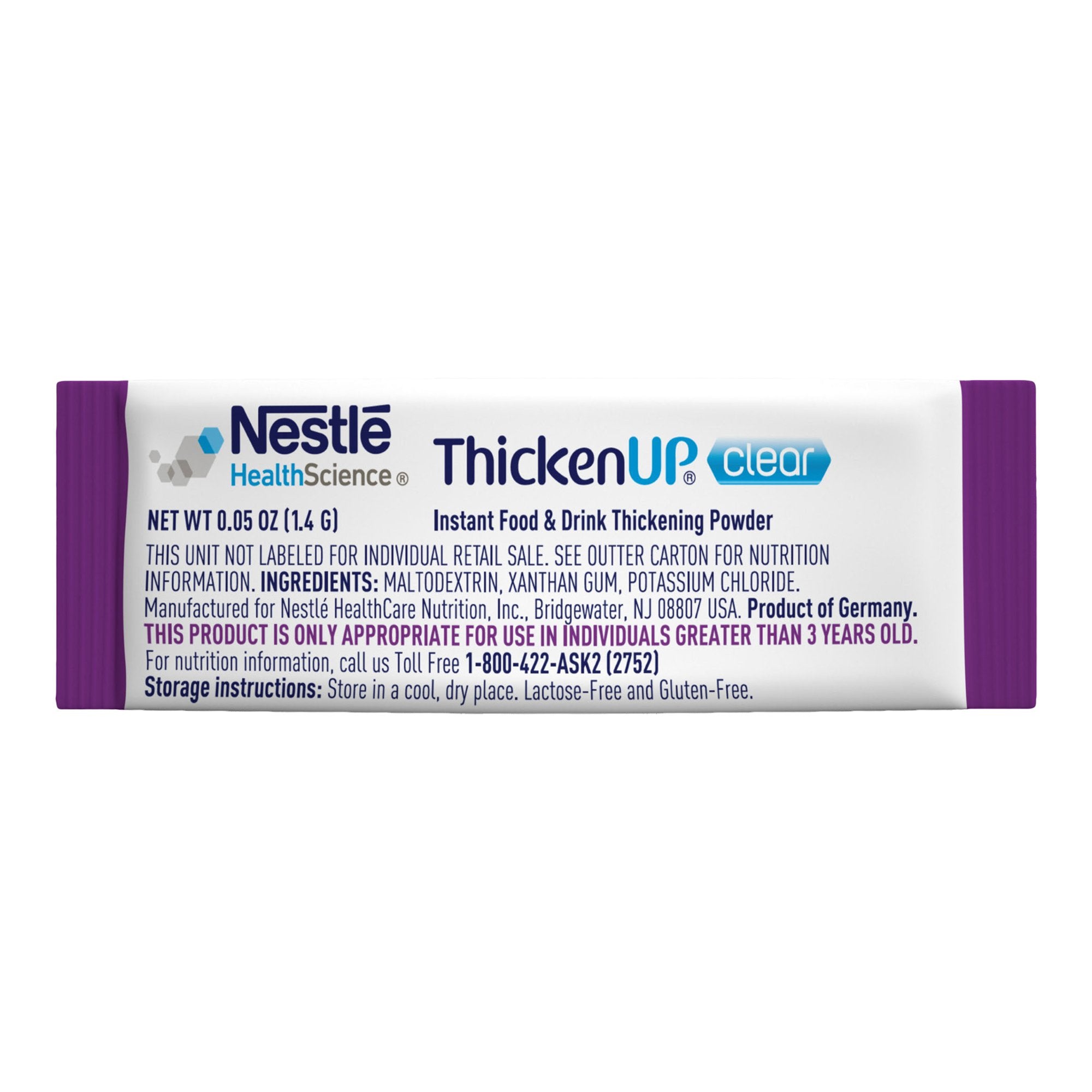 Nestle Healthcare Nutrition - Food and Beverage Thickener ThickenUp® Clear 1.4 Gram Individual Packet Unflavored Powder IDDSI Level 0 Thin [288/CS]