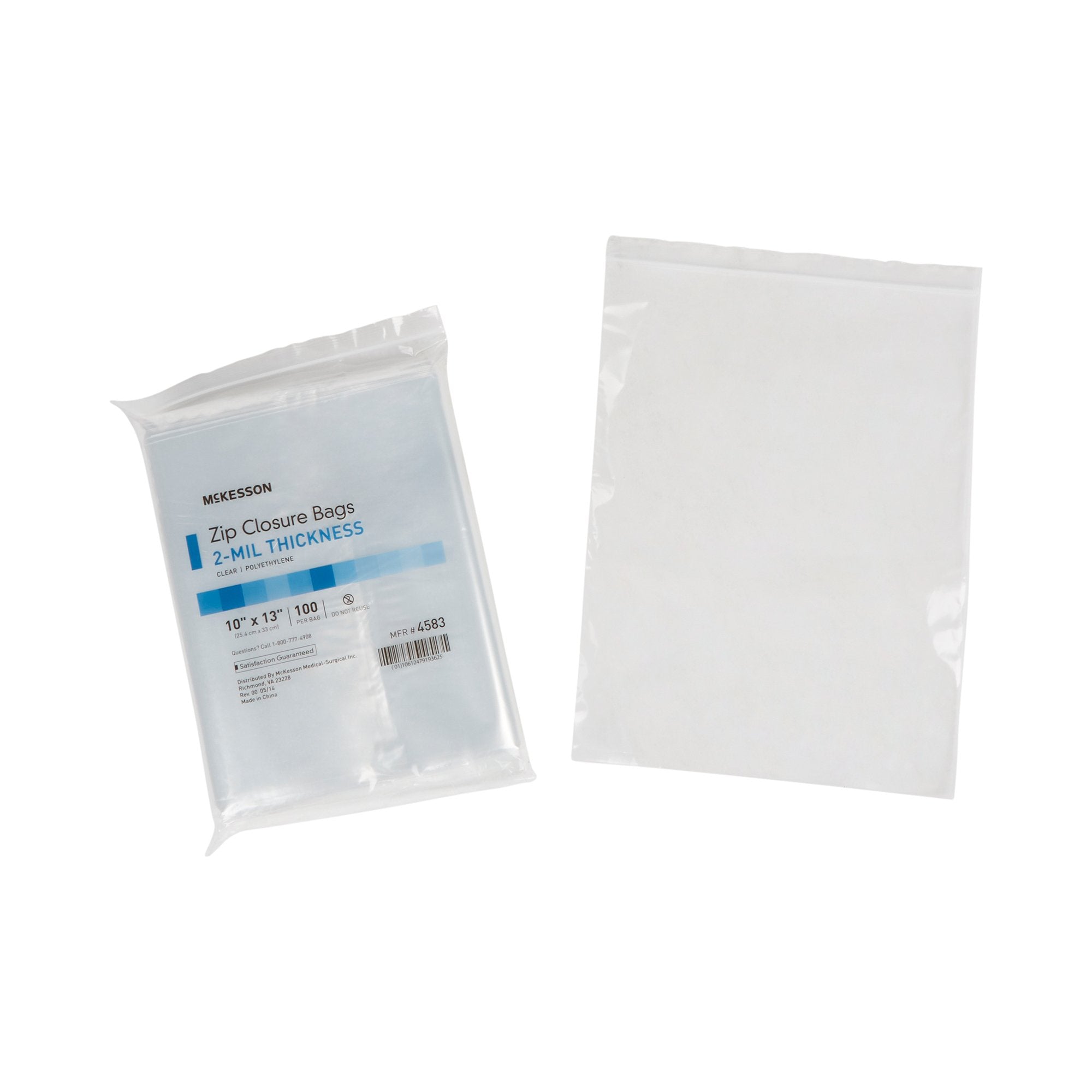 McKesson Brand - Reclosable Bag McKesson 10 X 13 Inch Polyethylene Clear Zipper Closure [10/CS]