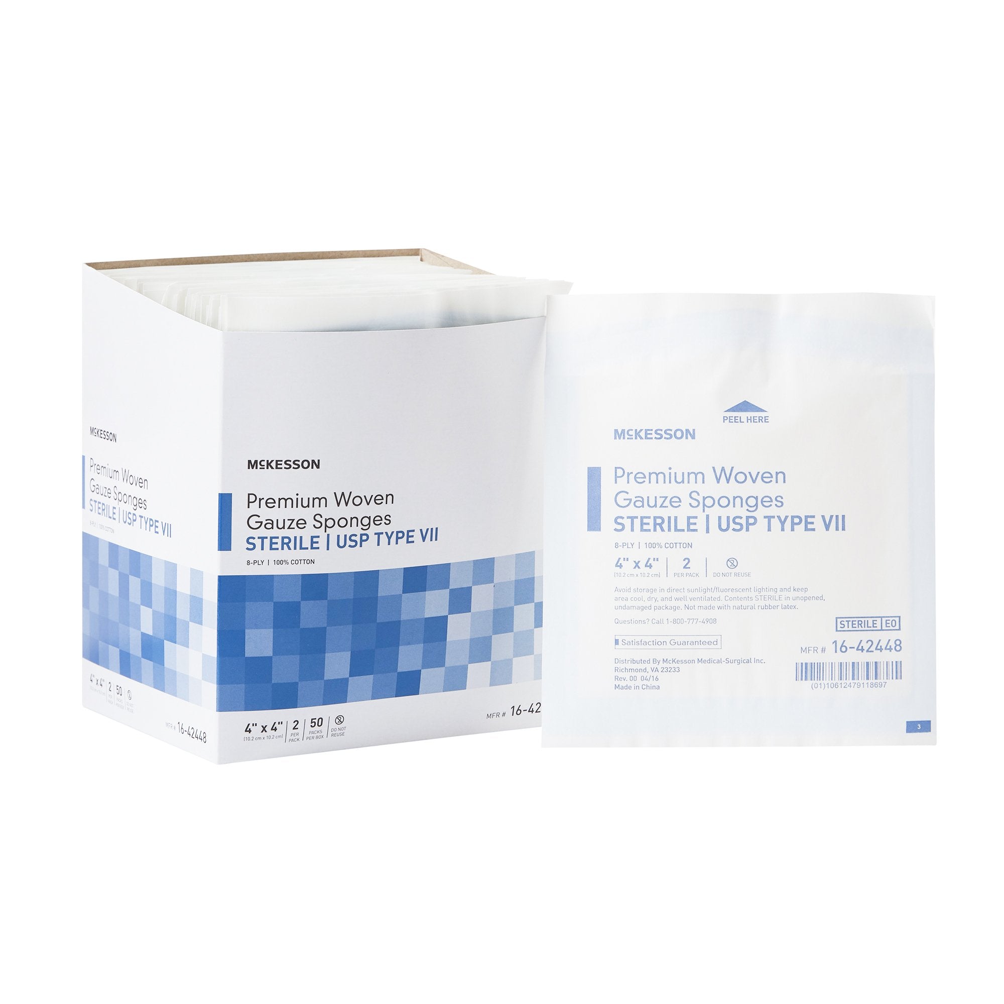 McKesson Brand - Gauze Sponge McKesson 4 X 4 Inch 8-Ply Sterile 2 per Pack [600/CS] (447085_CS)