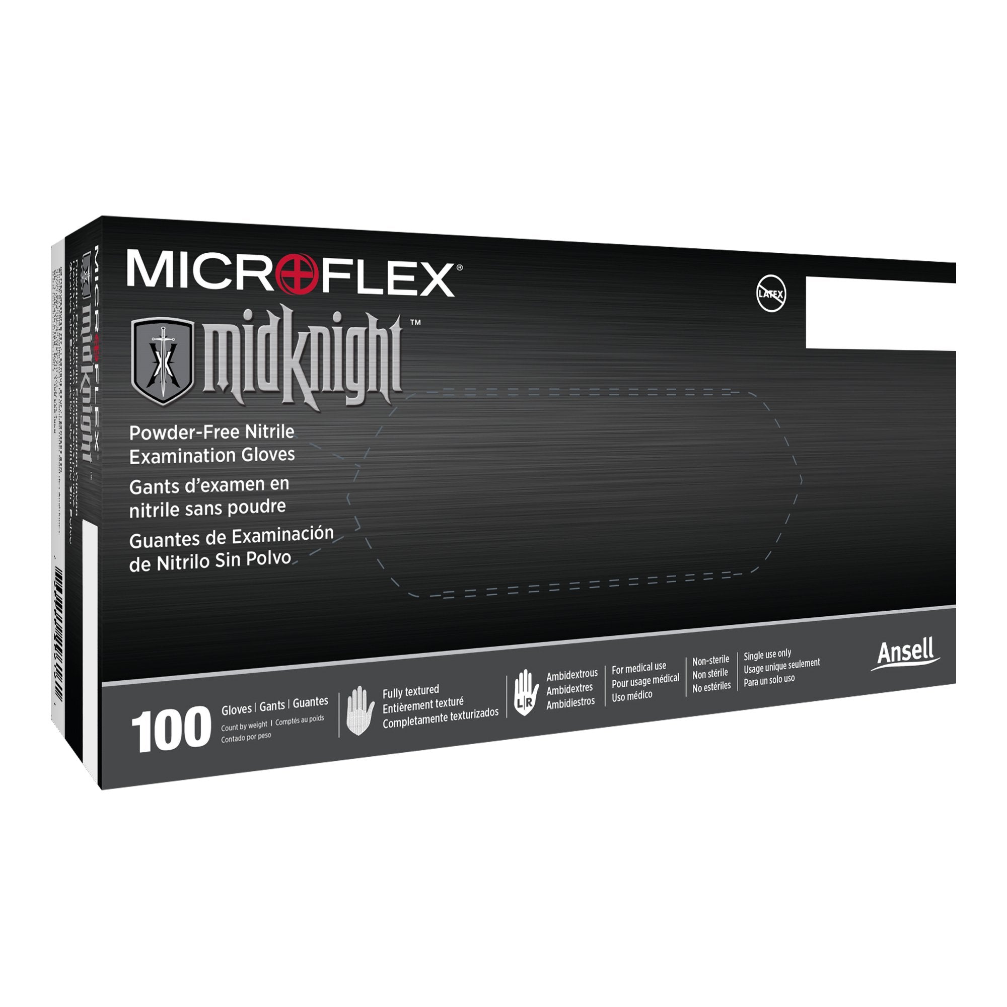 Microflex Medical - Exam Glove MICROFLEX® MidKnight™ Large NonSterile Nitrile Standard Cuff Length Fully Textured Black Fentanyl Tested [10/CS]