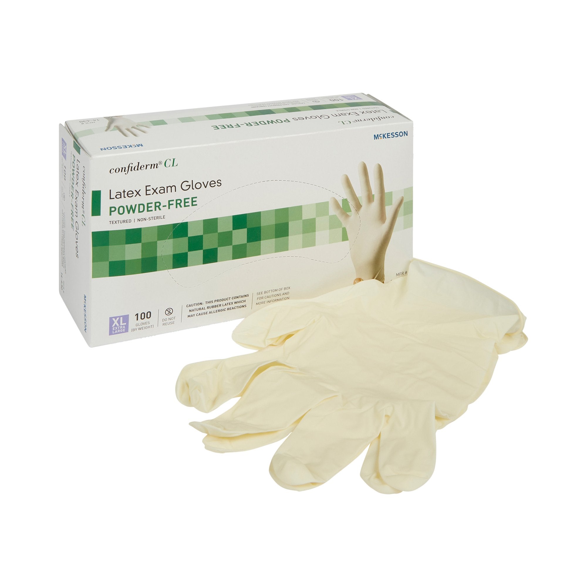 McKesson Brand - Exam Glove McKesson Confiderm® X-Large NonSterile Latex Standard Cuff Length Textured Fingertips Ivory Not Rated [1000/CS]