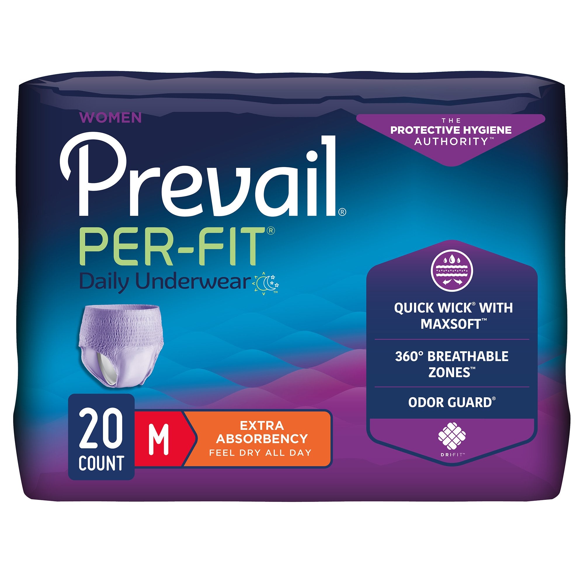 First Quality - Female Adult Absorbent Underwear Prevail® Per-Fit® Pull On with Tear Away Seams Medium Disposable Moderate Absorbency [80/CS]