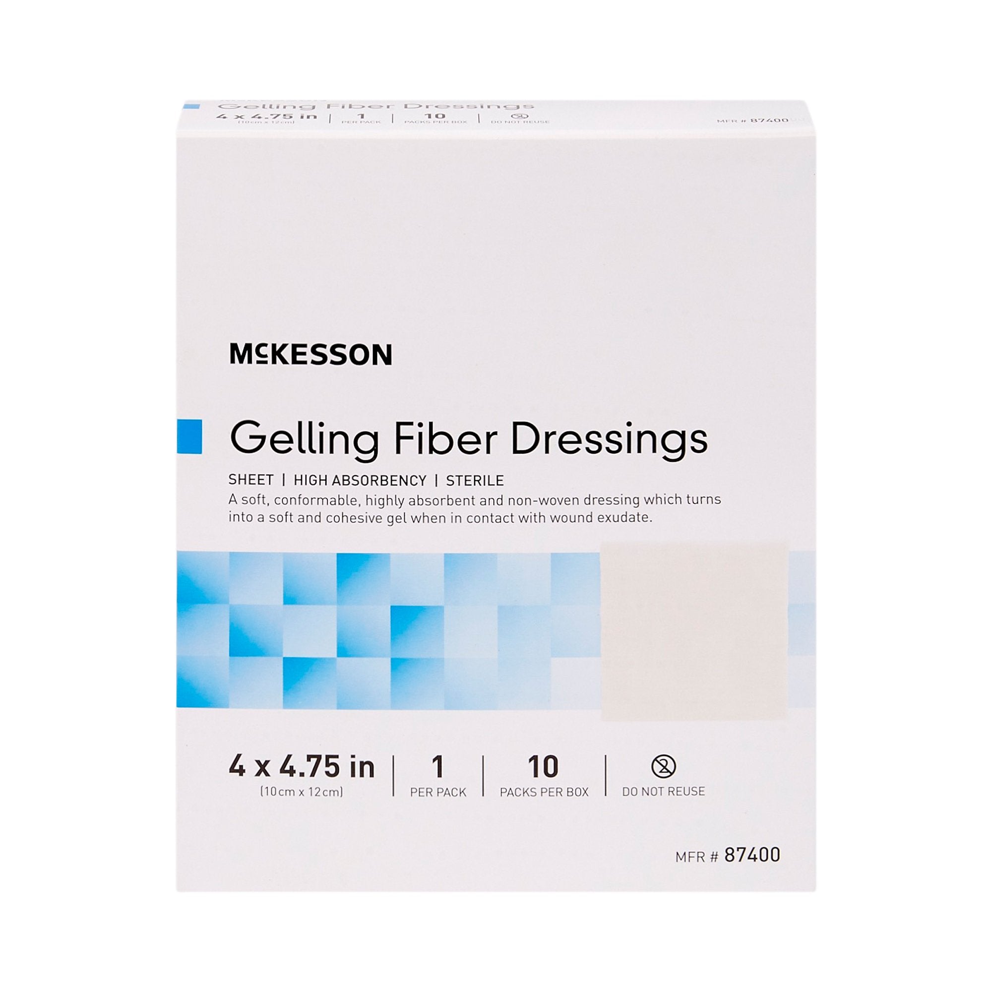 McKesson Brand - Gelling Fiber Wound Dressing McKesson 4 X 4-3/4 Inch Rectangle Sterile [100/CS]