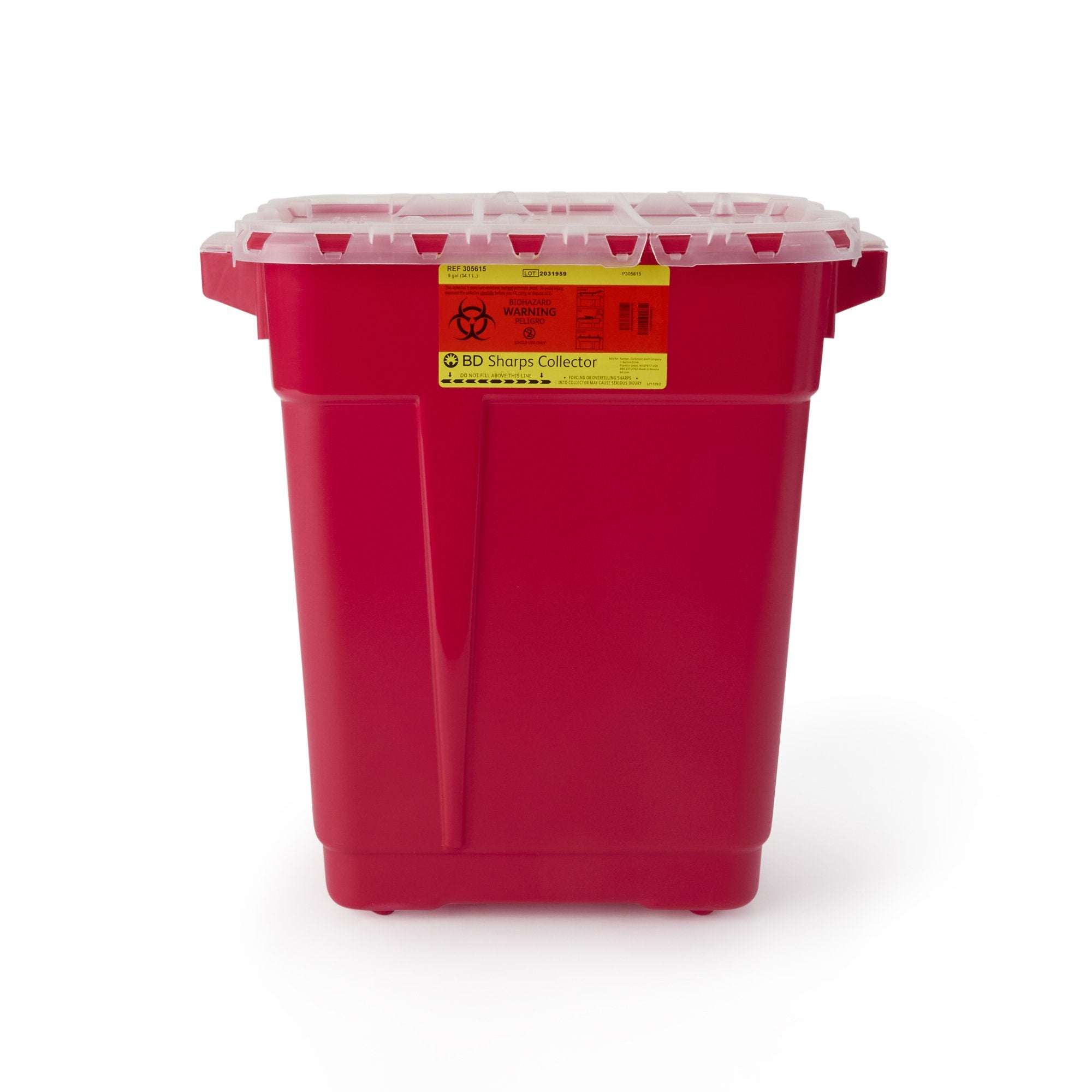 BD - Sharps Container BD™ Red Base 18-1/2 X 17-3/4 X 11-3/4 Inch Vertical Entry 9 Gallon [8/CS] (443029_CS)