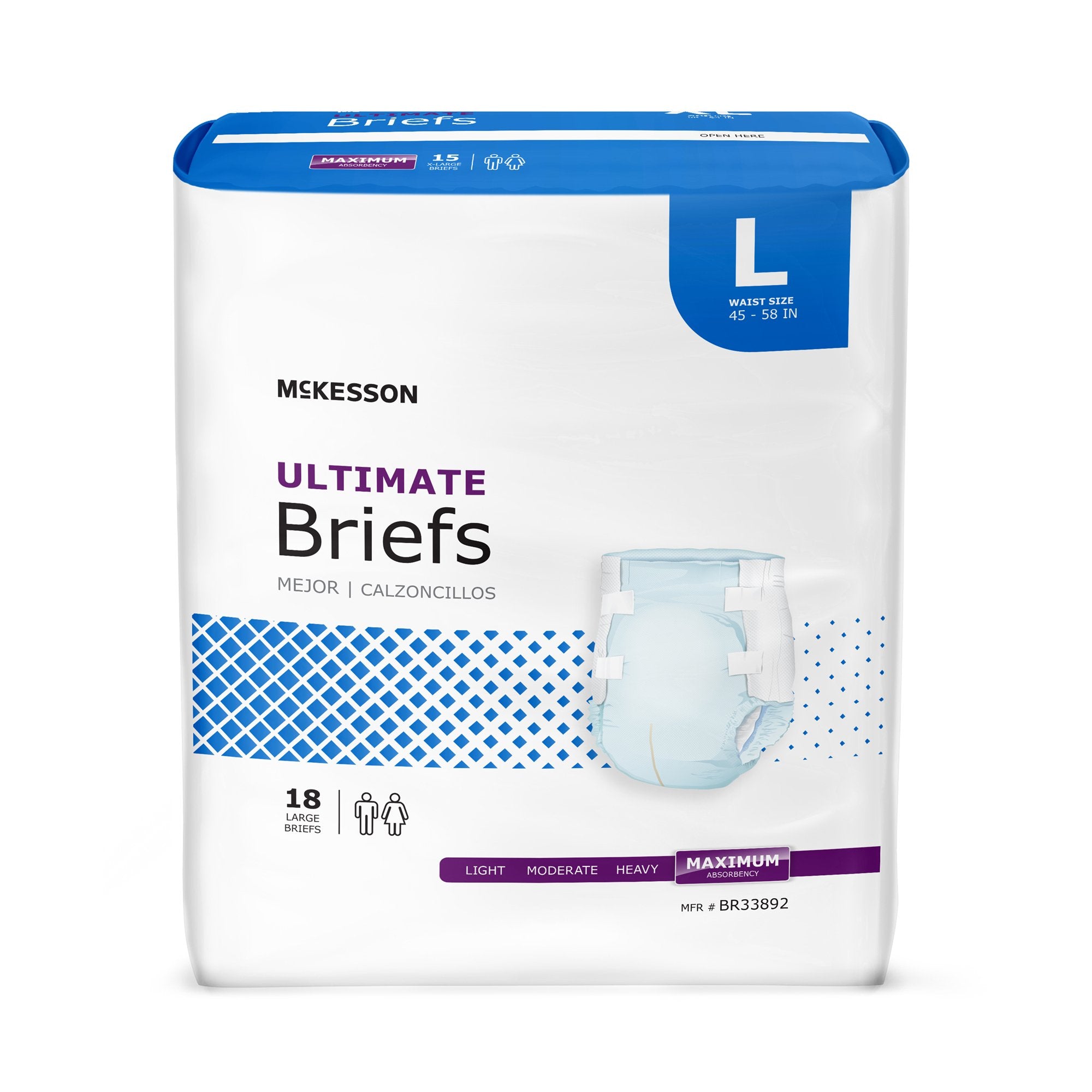 McKesson Brand - Unisex Adult Incontinence Brief McKesson Large Disposable Heavy Absorbency [72/CS]