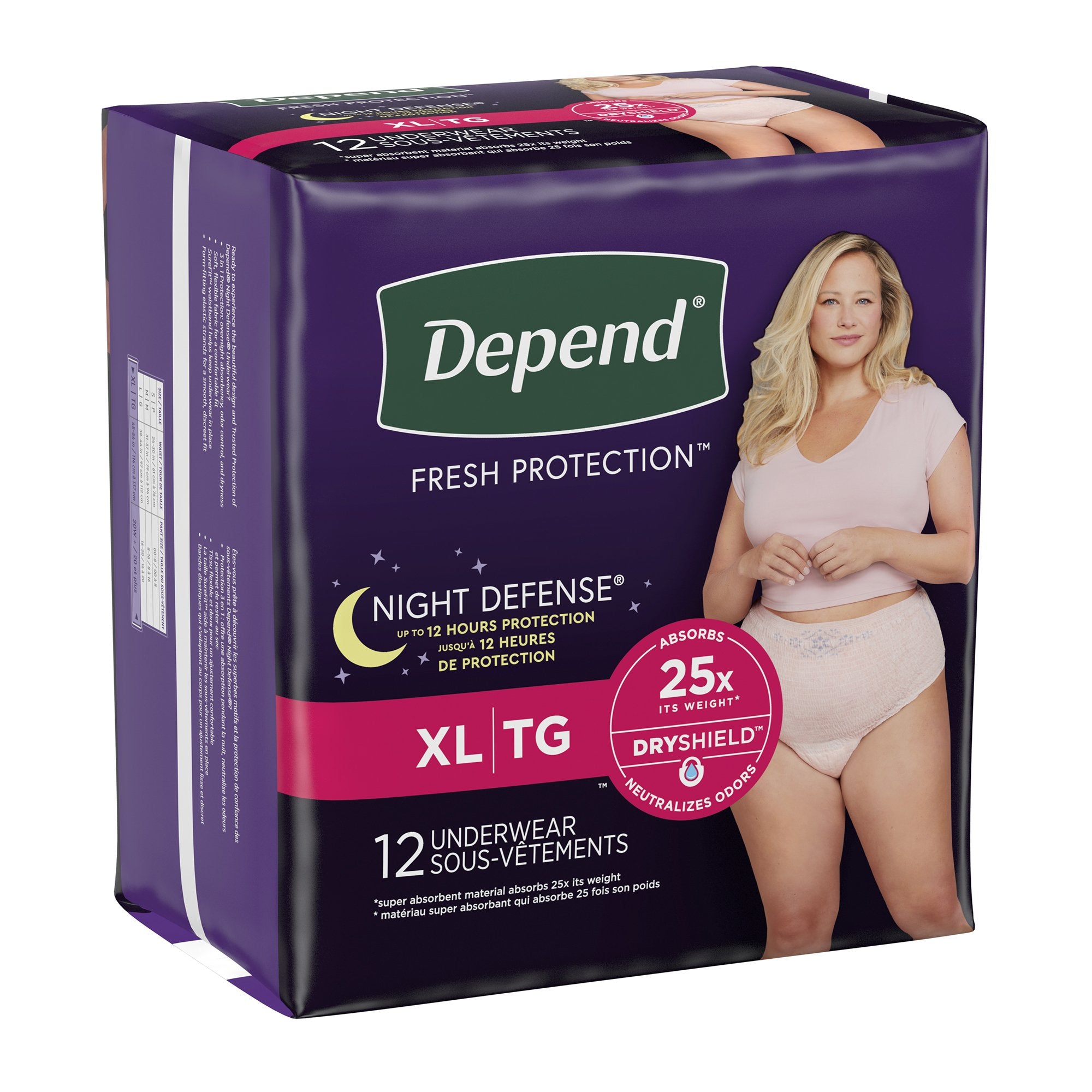 Kimberly Clark - Female Adult Absorbent Underwear Depend® Night Defense® Waistband Style X-Large Disposable Heavy Absorbency [48/CS]