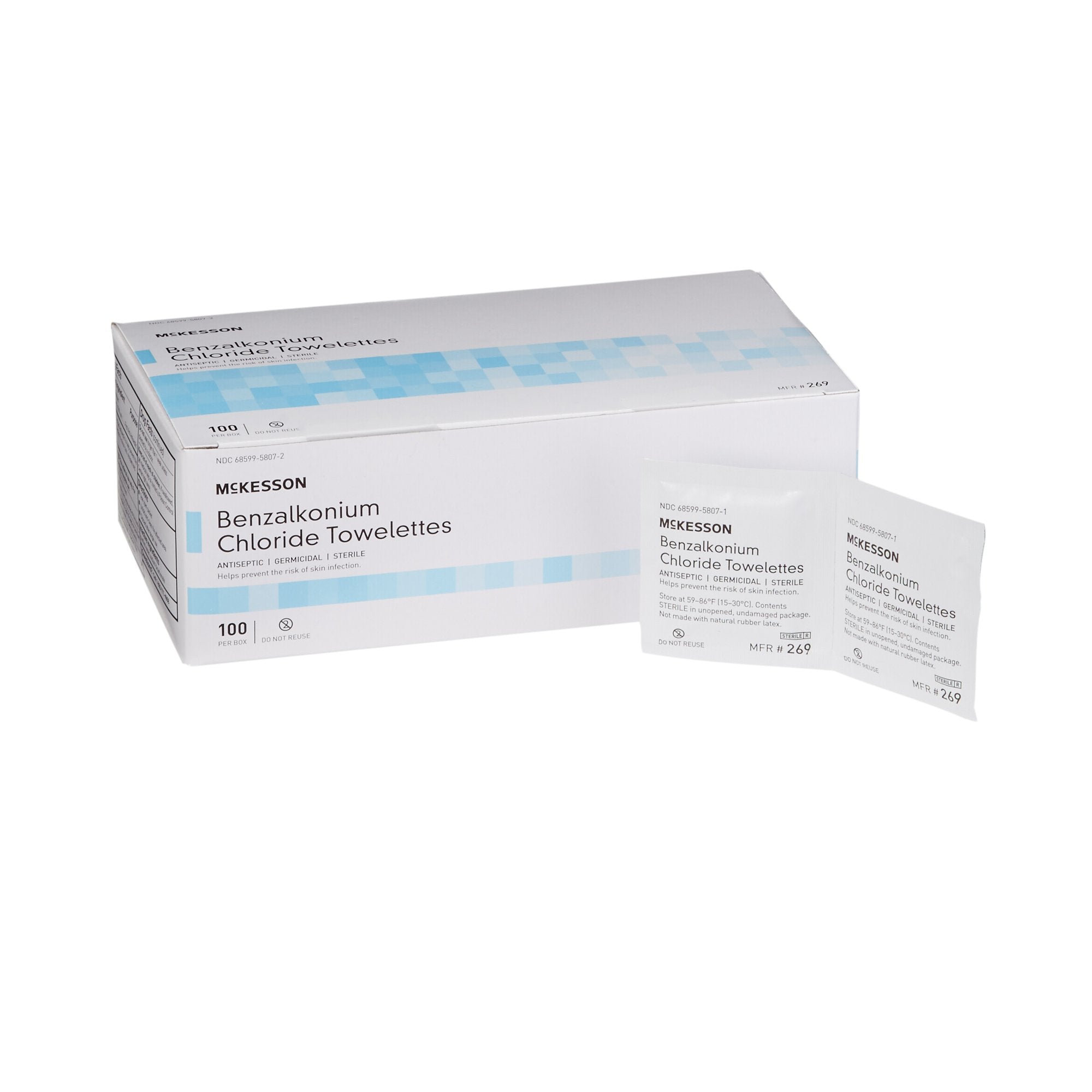 McKesson Brand - Antiseptic Skin Towelette McKesson Individual Packet Unscented 100 Count [1000/CS]