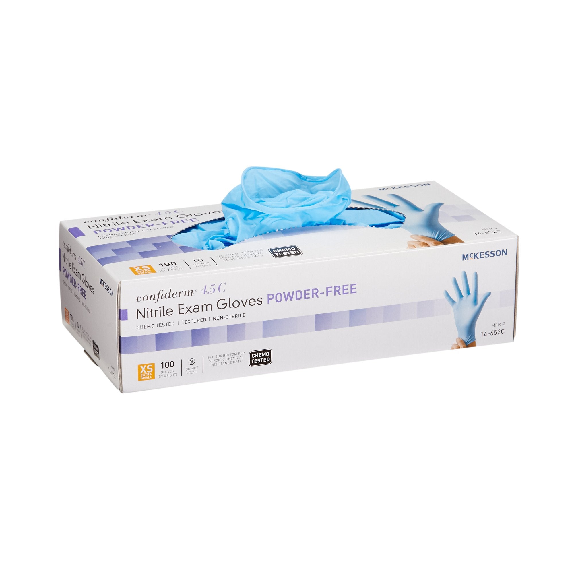 McKesson Brand - Exam Glove McKesson Confiderm® 4.5C X-Small NonSterile Nitrile Standard Cuff Length Textured Fingertips Blue Chemo Tested [1000/CS]