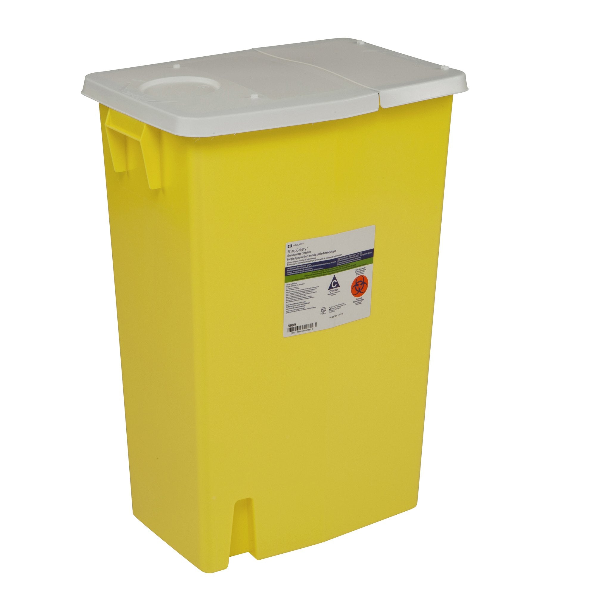 Cardinal - Chemotherapy Waste Container SharpSafety™ Yellow Base 26 H X 18-1/4 W X 12-3/4 D Inch Horizontal Entry 18 Gallon [5/CS] (199289_CS)