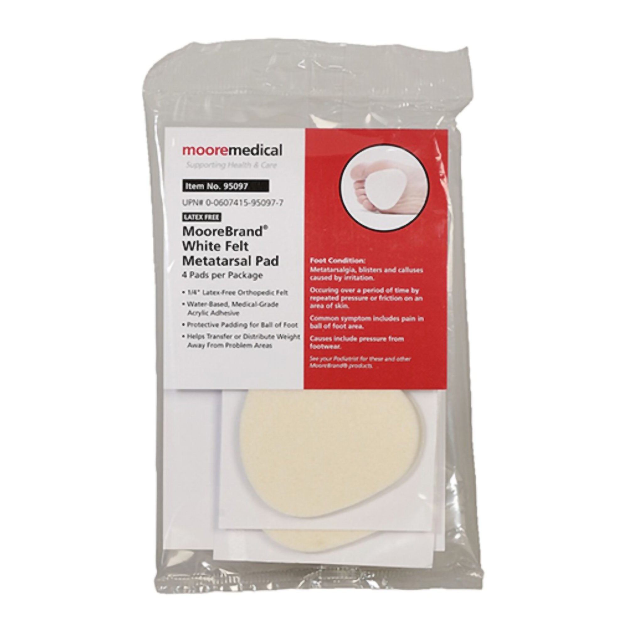 McKesson Brand - Metatarsal Cushion McKesson Pedi-Pads Size 106-L Adhesive [192/CS]