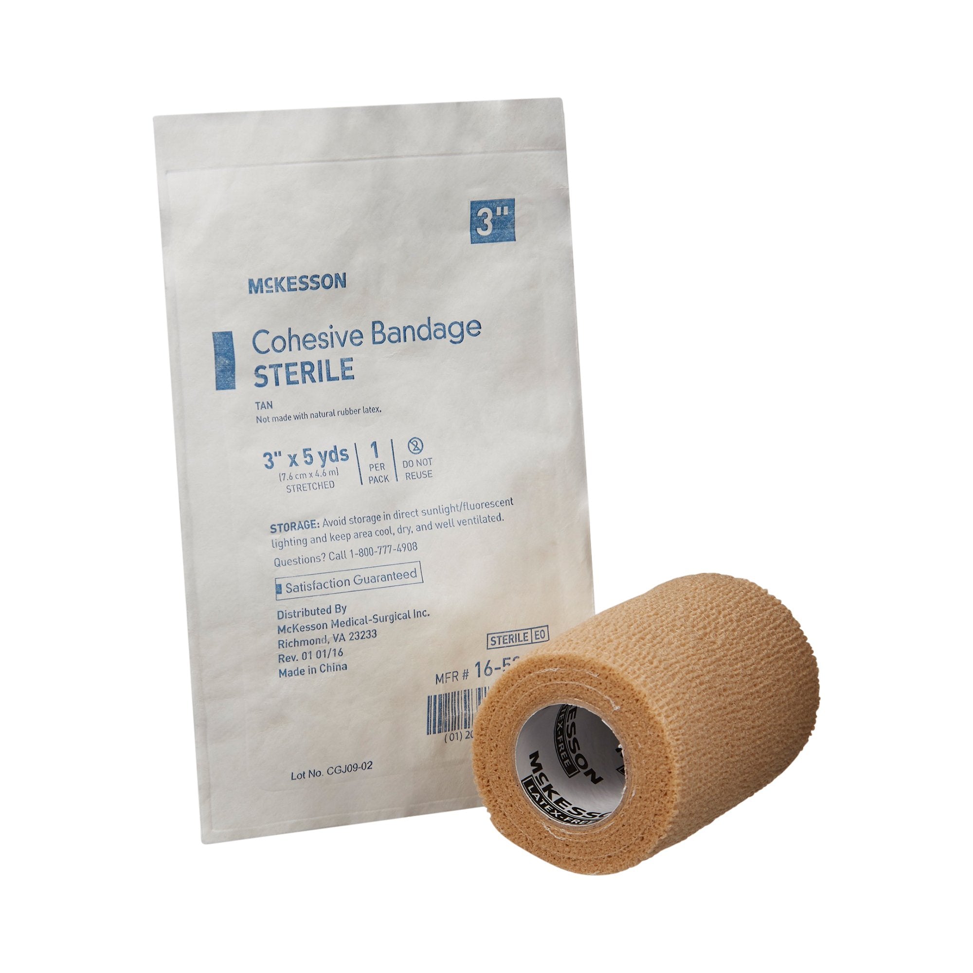 McKesson Brand - Cohesive Bandage McKesson 3 Inch X 5 Yard Self-Adherent Closure Tan Sterile Standard Compression [24/CS] (520555_CS)