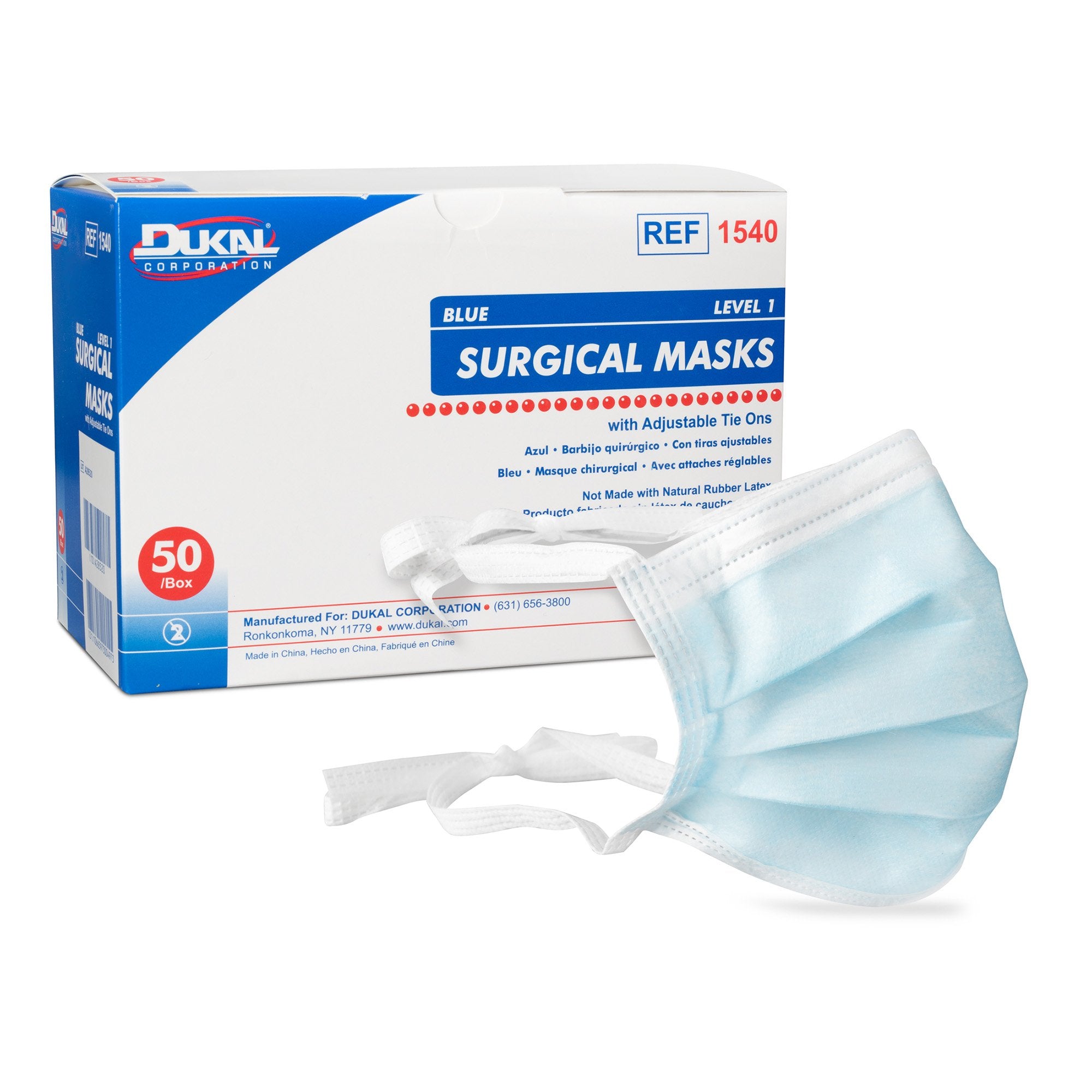 Dukal - Surgical Mask Dukal® ASTM Level 1 Tie Closure One Size Fits Most [300/CS]