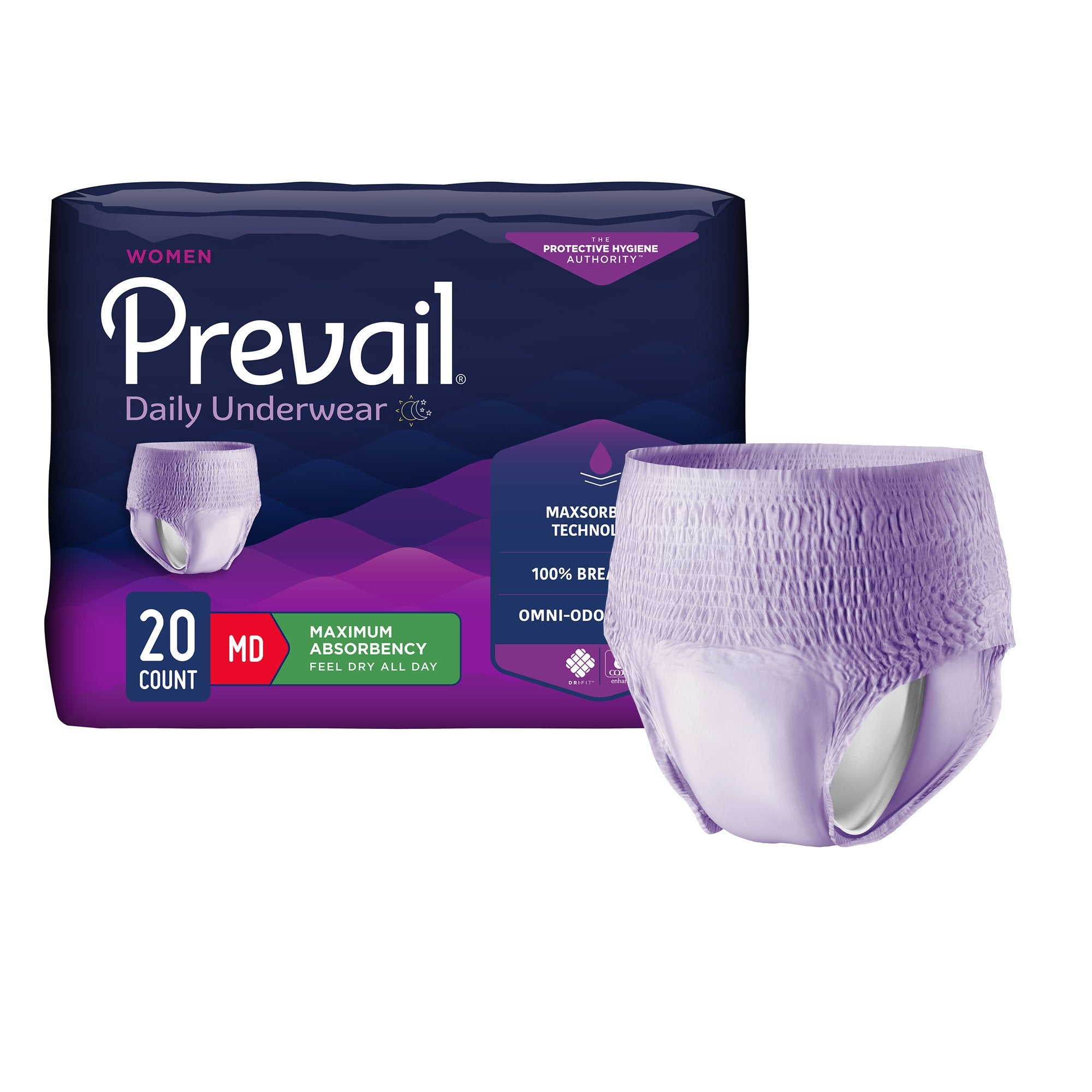 First Quality - Female Adult Absorbent Underwear Prevail® Daily Underwear Pull On with Tear Away Seams Medium Disposable Heavy Absorbency [80/CS]