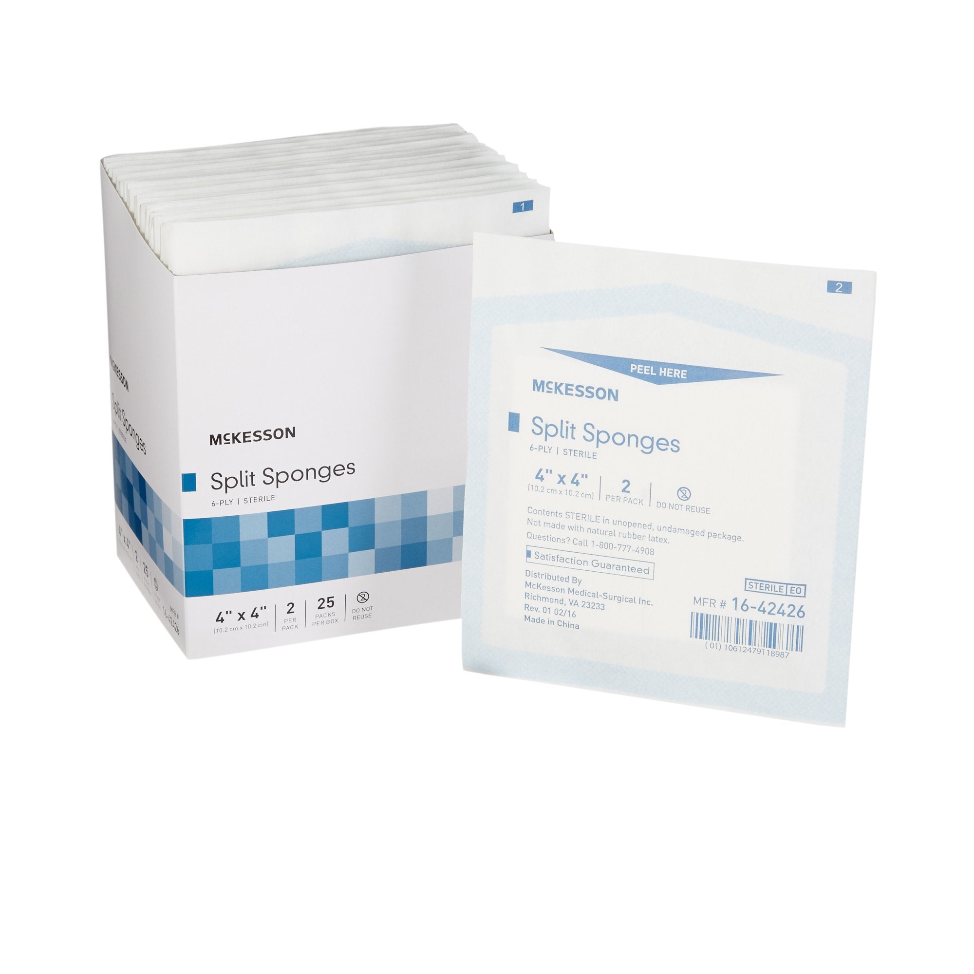 McKesson Brand - Drain Sponge McKesson 4 X 4 Inch 6-Ply Sterile 2 per Pack [300/CS] (446056_CS)