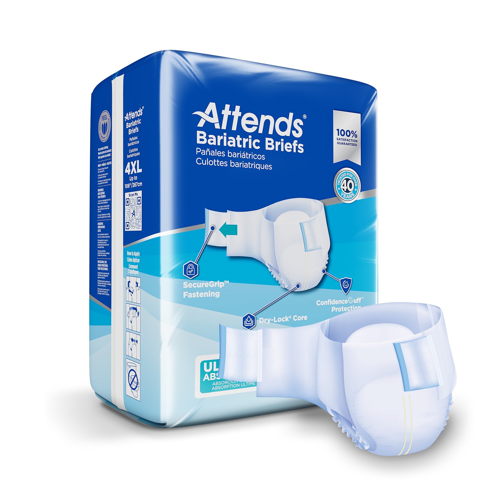 Attends Healthcare Products - Unisex Adult Incontinence Brief Attends® Bariatric 4X-Large Disposable Heavy Absorbency [32/CS]