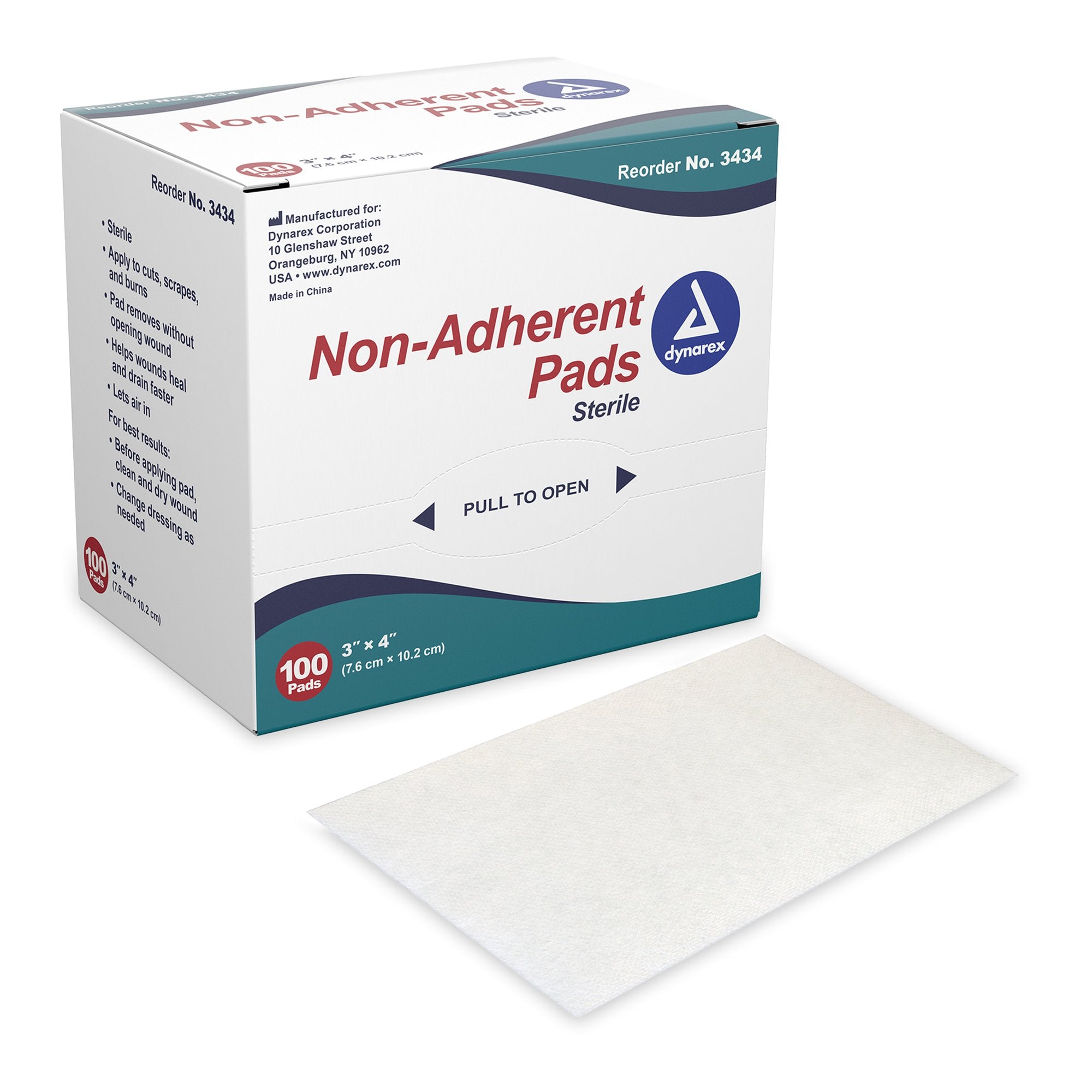 Dynarex - Non-Adherent Dressing Dynarex® 3 X 4 Inch Sterile 100 per Pack [1200/CS]