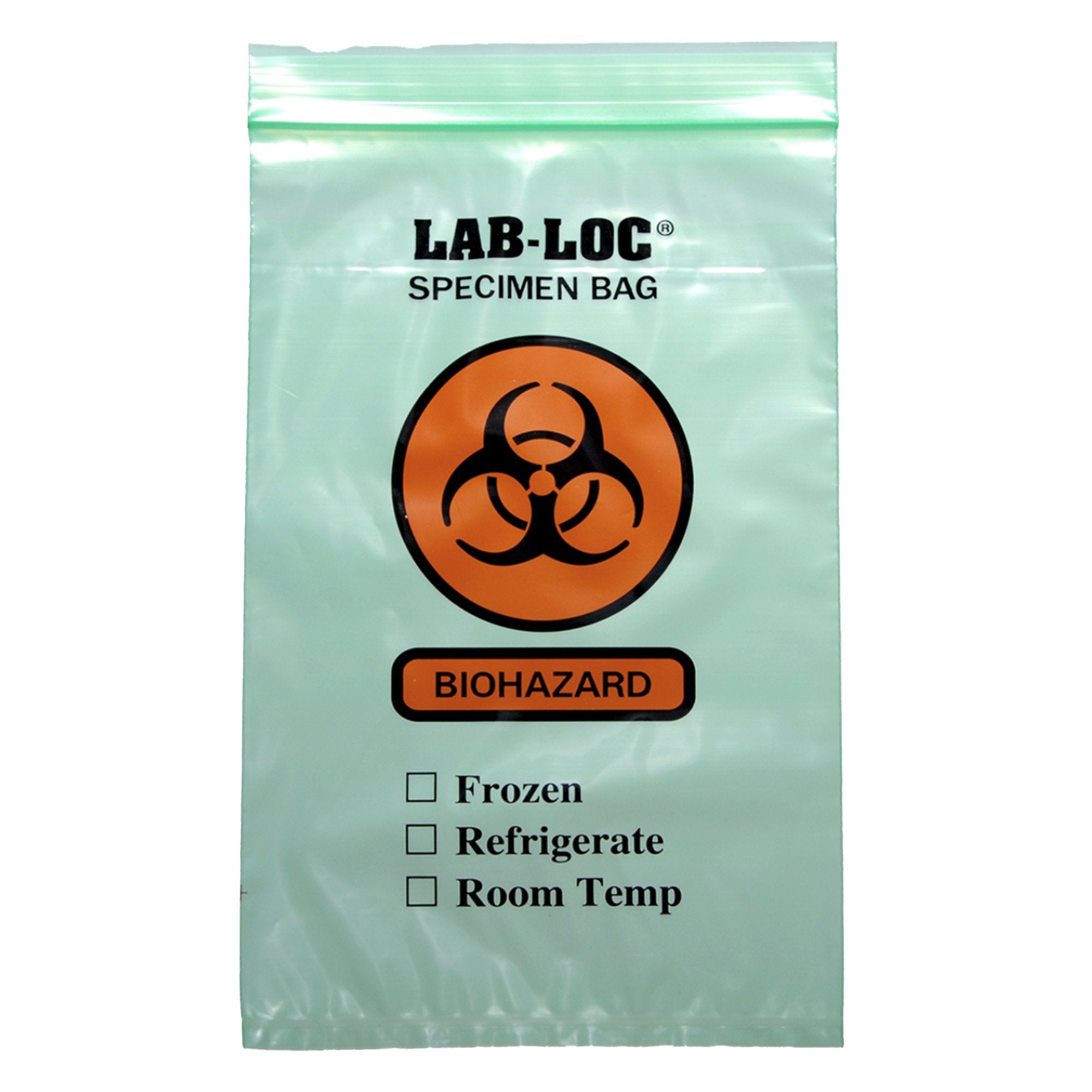 Elkay Plastics - Specimen Transport Bag with Document Pouch Lab-Loc® 6 X 9 Inch Zip Closure Biohazard Symbol / Storage Instructions NonSterile [10/CS]