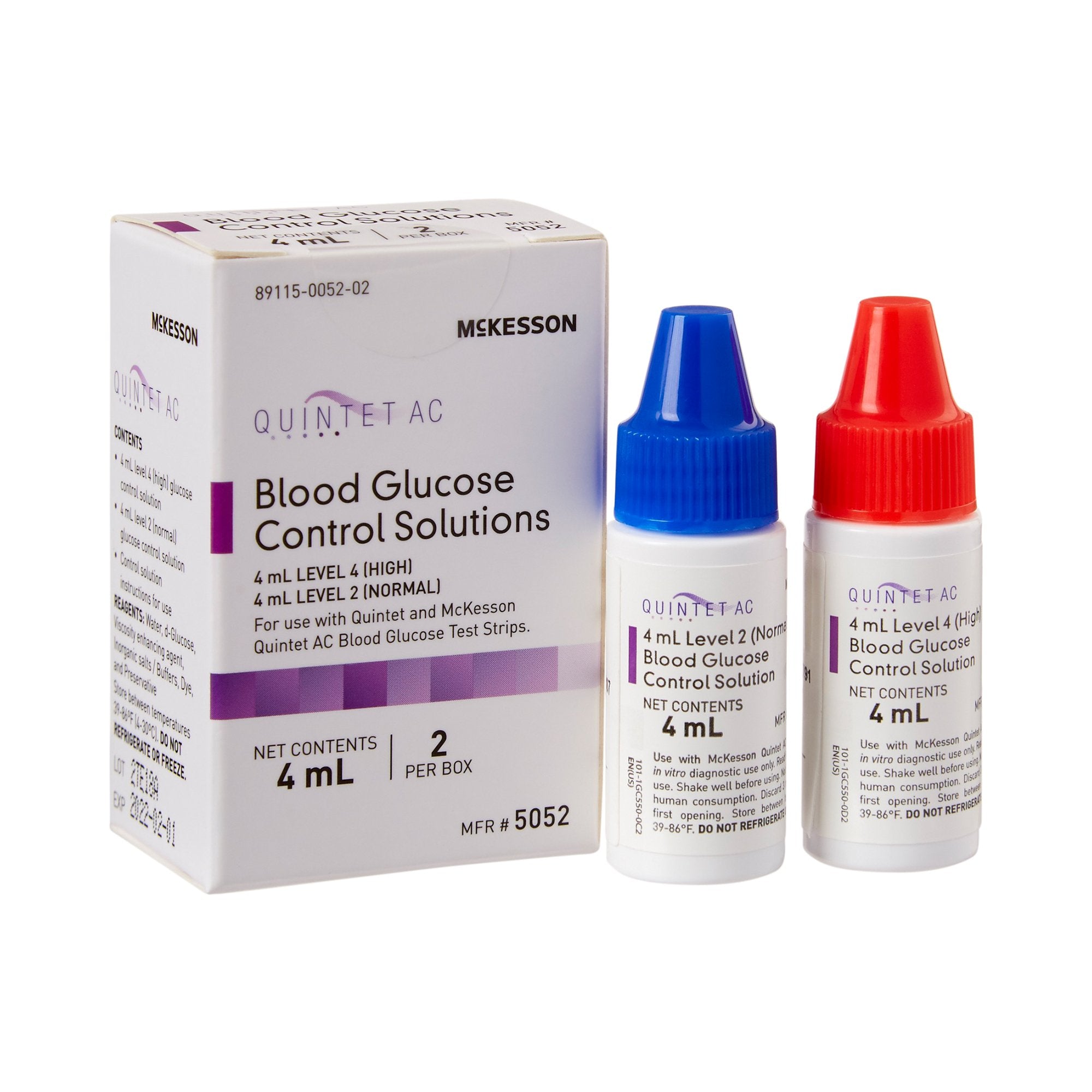 McKesson Brand - Blood Glucose Control Solution McKesson Quintet AC® 2 X 4 mL Level 1 & 2 [100/CS]