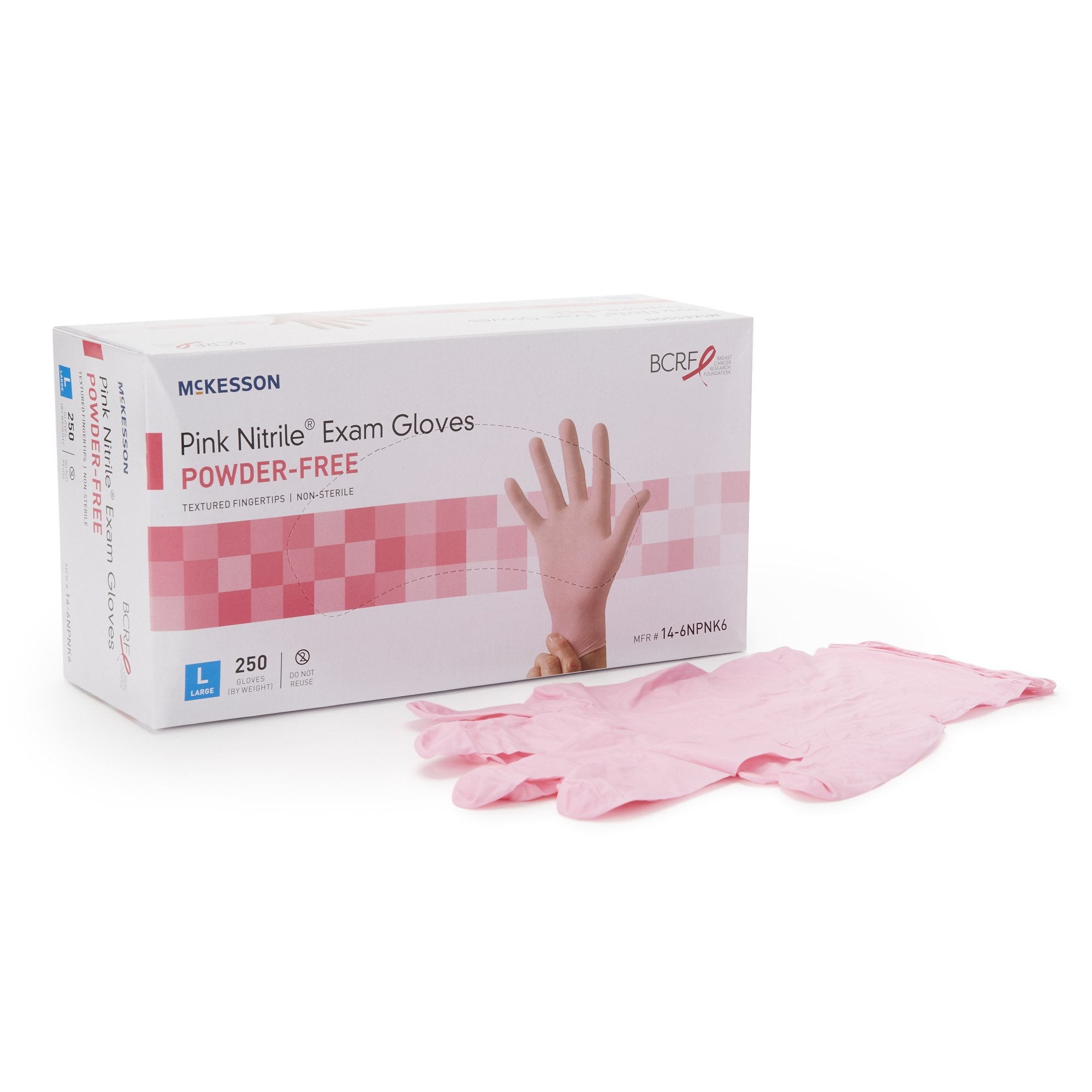 McKesson Brand - Exam Glove McKesson Pink Nitrile® Large NonSterile Nitrile Standard Cuff Length Textured Fingertips Pink Not Rated [2500/CS]