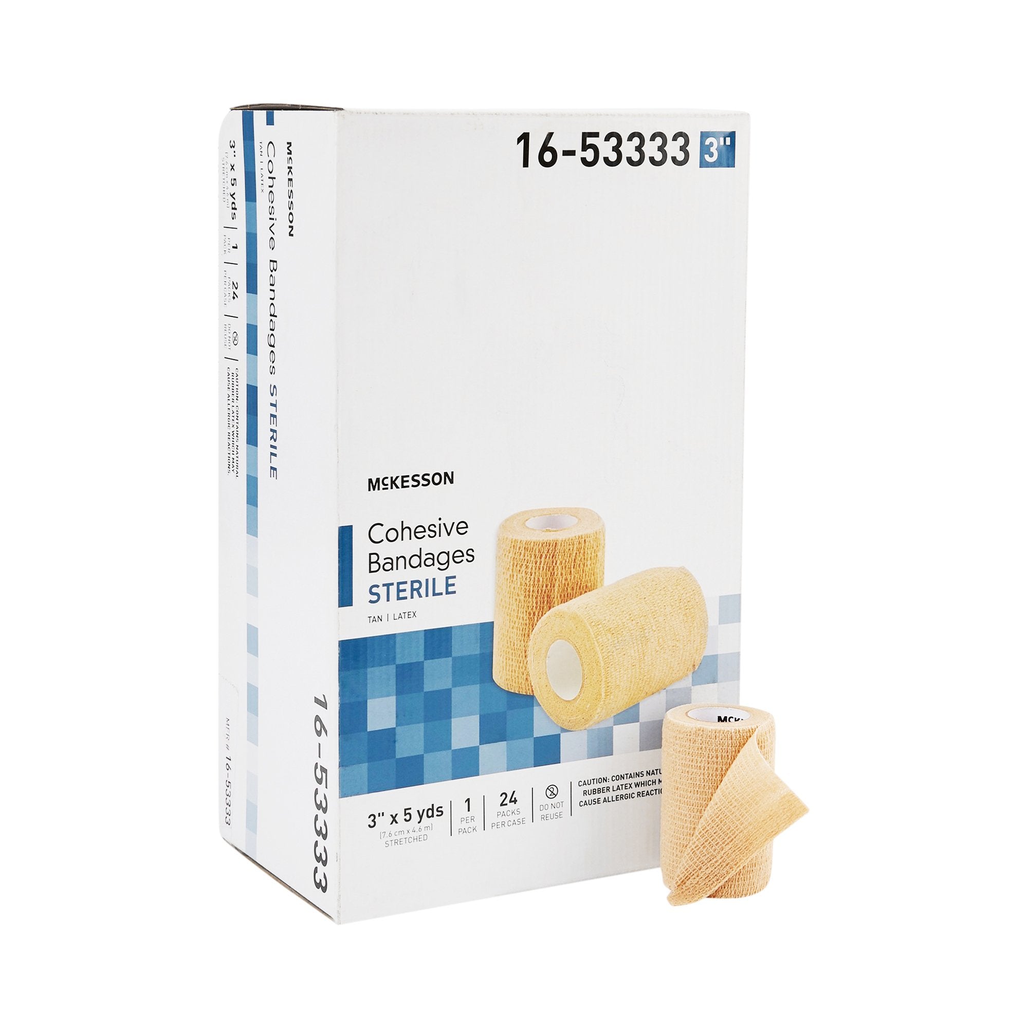 McKesson Brand - Cohesive Bandage McKesson 3 Inch X 5 Yard Self-Adherent Closure Tan Sterile Standard Compression [24/CS] (520558_CS)