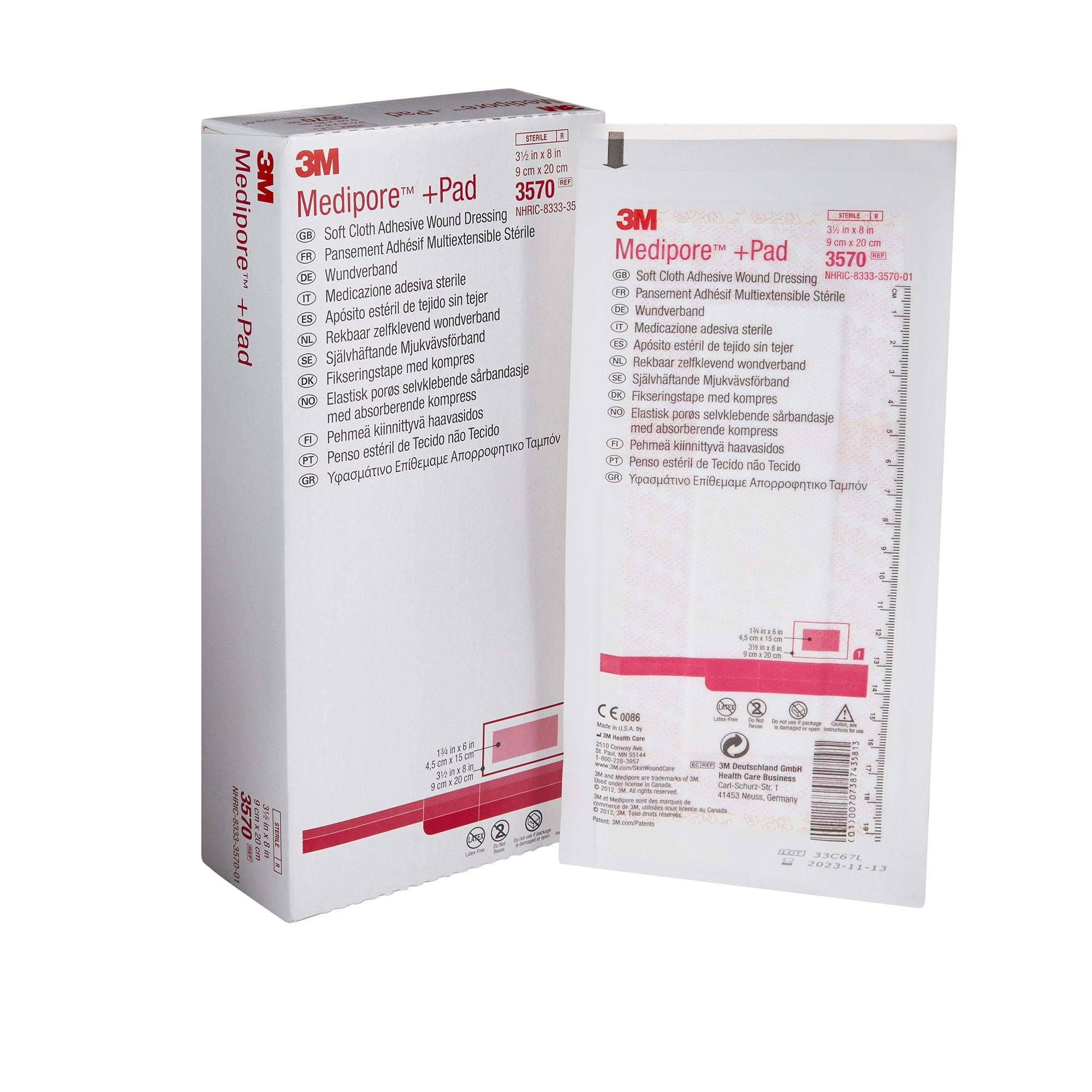 Solventum Corporation - Composite Dressing 3M™ Medipore™ 3-1/2 X 8 Inch Rectangle Sterile Nonwoven Backing [100/CS]