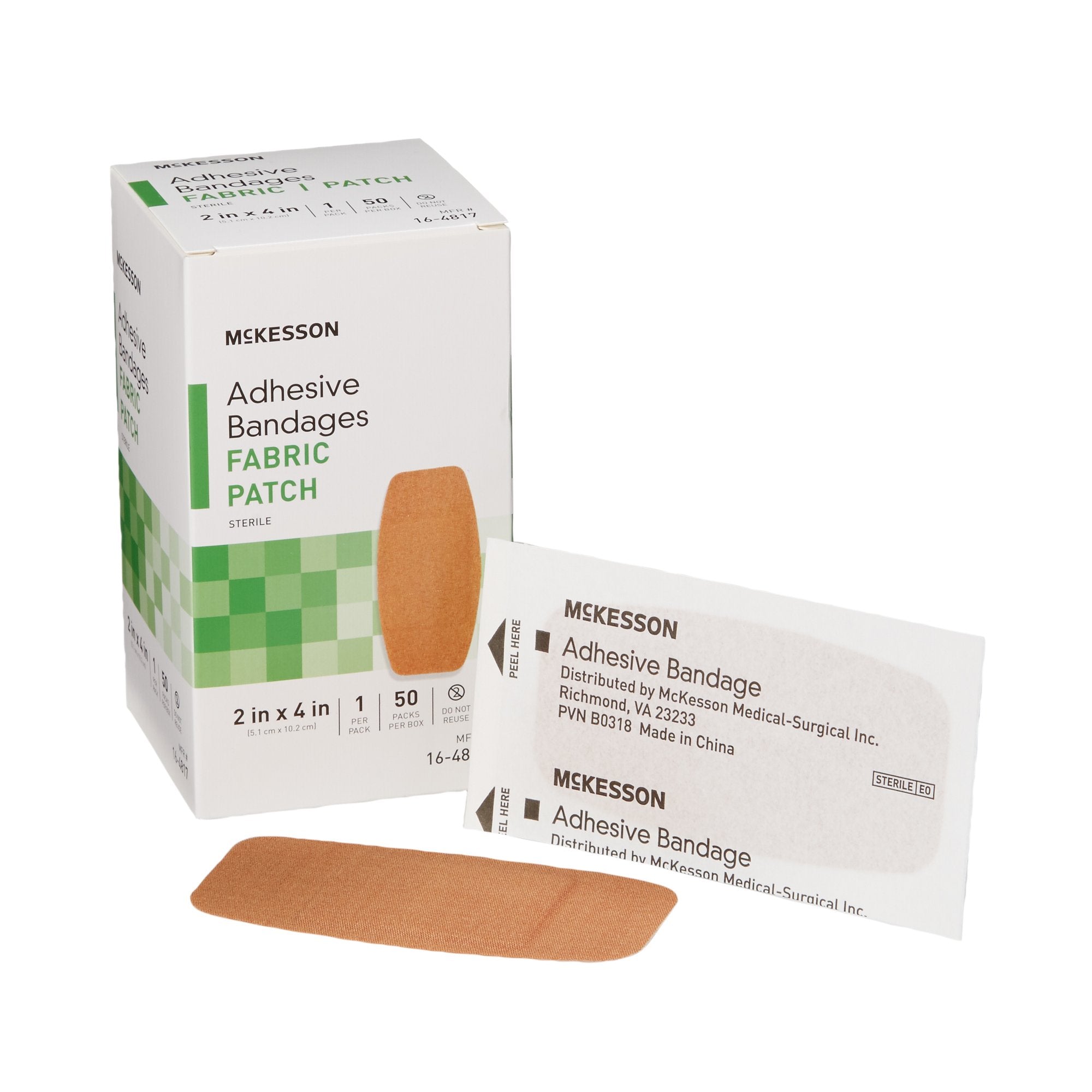 McKesson Brand - Adhesive Strip McKesson 2 X 4 Inch Fabric Rectangle Tan Sterile [24/CS]