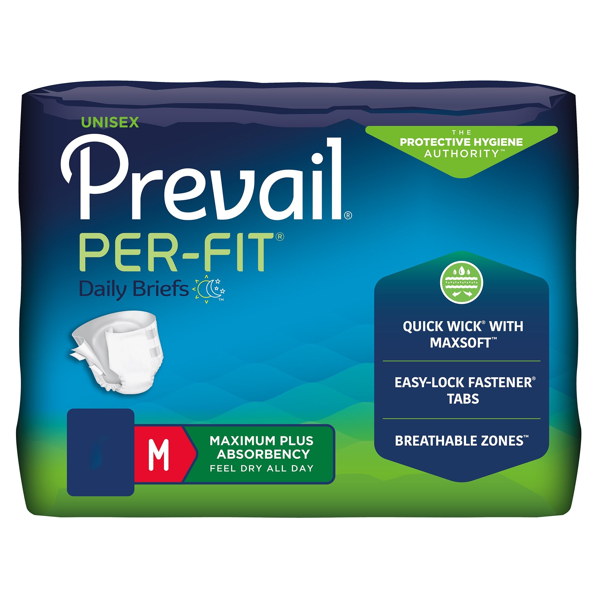 First Quality - Unisex Adult Incontinence Brief Prevail® Per-Fit® Maximum Plus Medium Disposable Heavy Absorbency [80/CS]