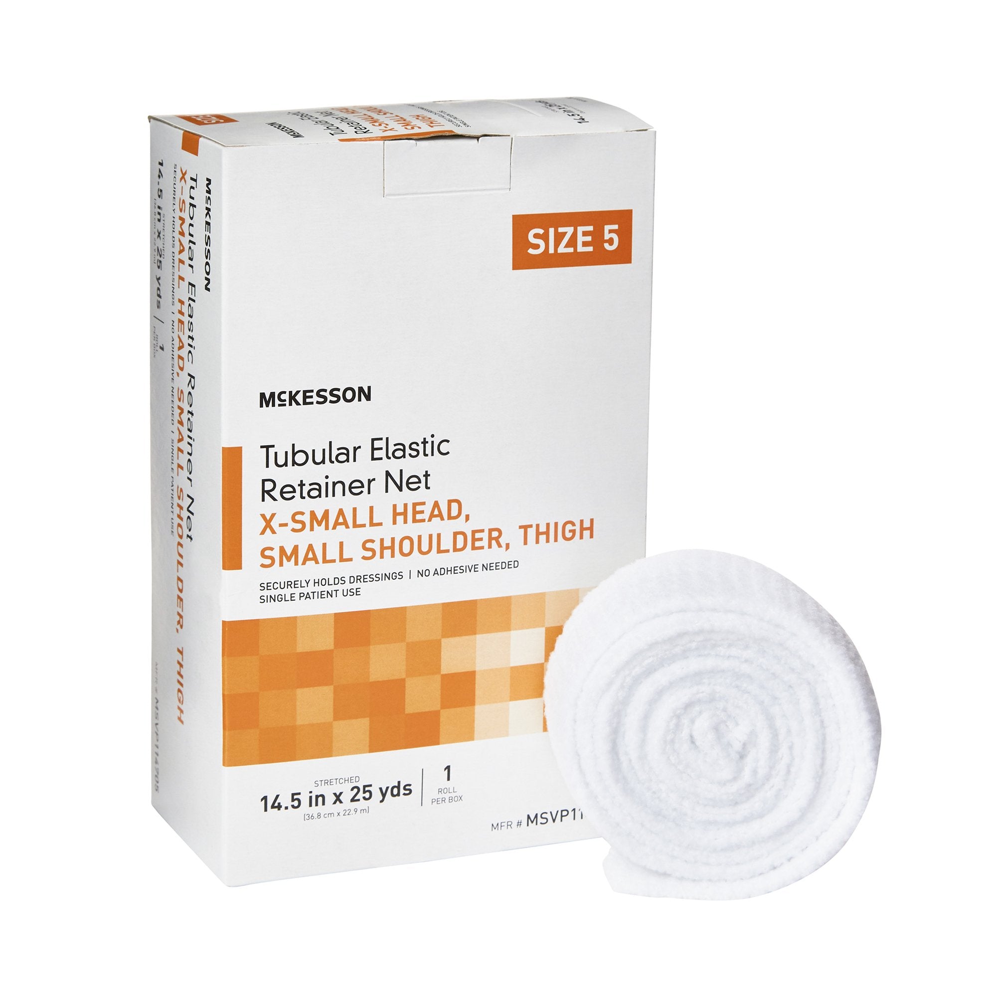 McKesson Brand - Elastic Net Retainer Dressing McKesson Tubular Elastic 14-1/2 Inch X 25 Yard Size 5 White X-Small Head / Small Shoulder / Thigh NonSterile [10/CS]