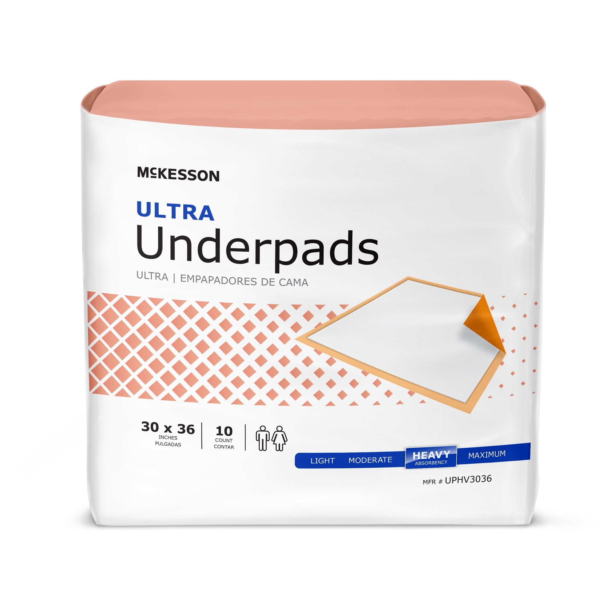 McKesson Brand - Disposable Underpad McKesson Ultra 30 X 36 Inch Fluff / Polymer Heavy Absorbency [100/CS]