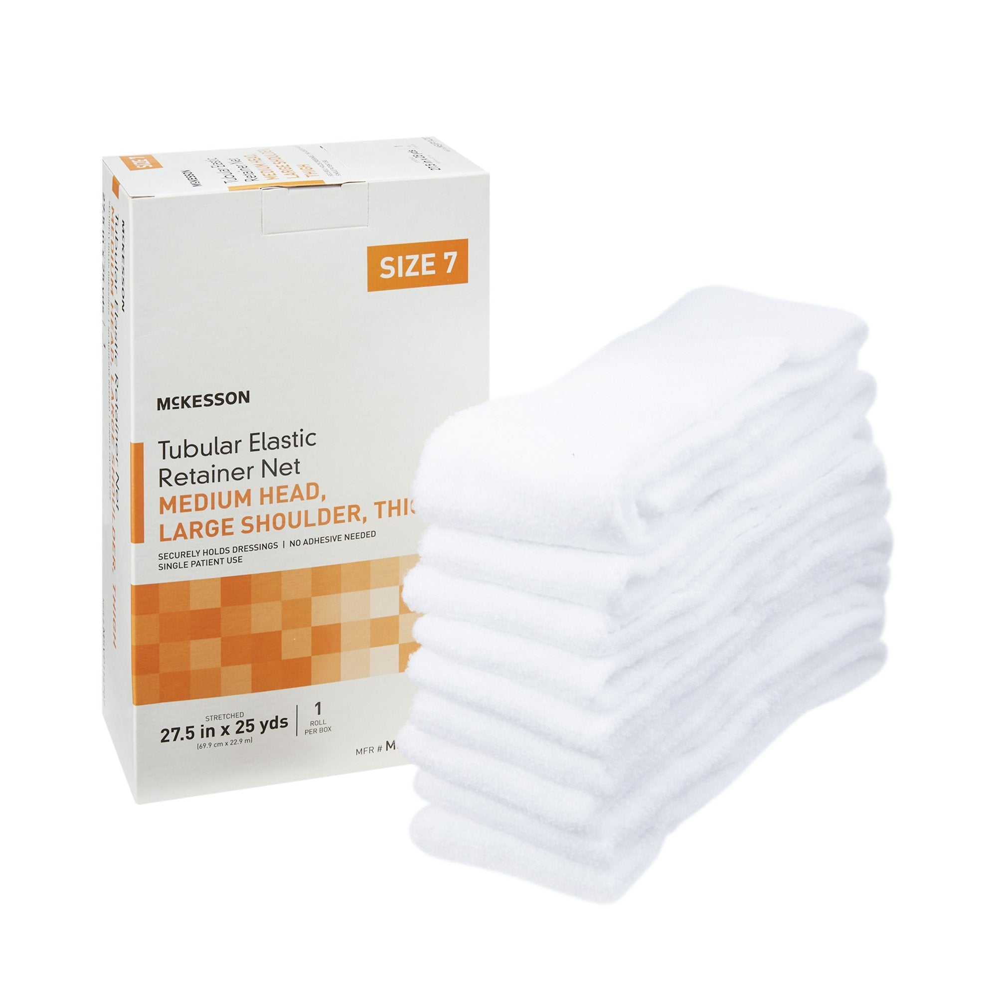 McKesson Brand - Elastic Net Retainer Dressing McKesson Tubular Elastic 27-1/2 Inch X 25 Yard (69.9 cm X 22.9 m) Size 7 White Medium Head / Large Shoulder / Thigh NonSterile [10/CS]