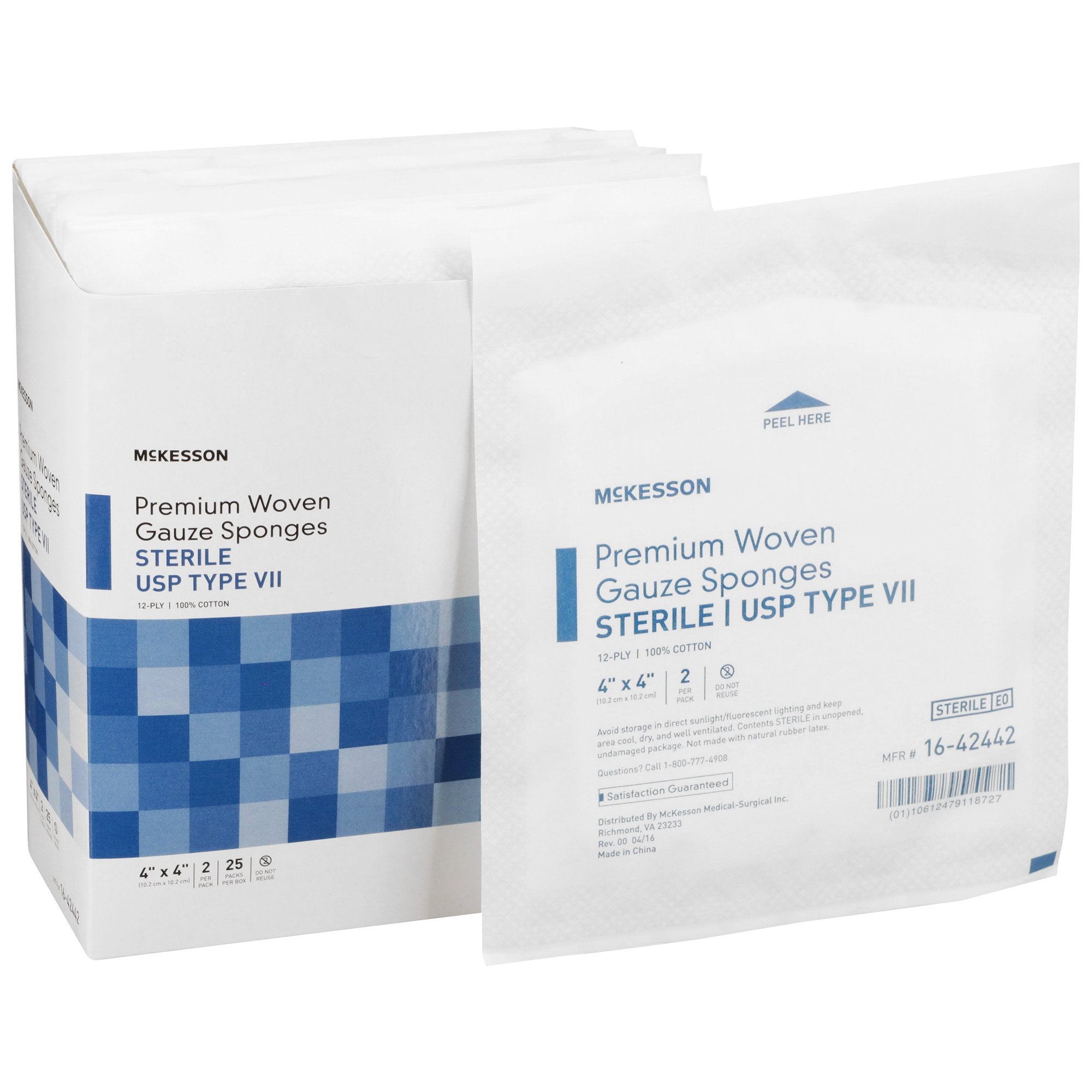 McKesson Brand - Gauze Sponge McKesson 4 X 4 Inch 12-Ply Sterile 2 per Pack [600/CS] (446047_CS)