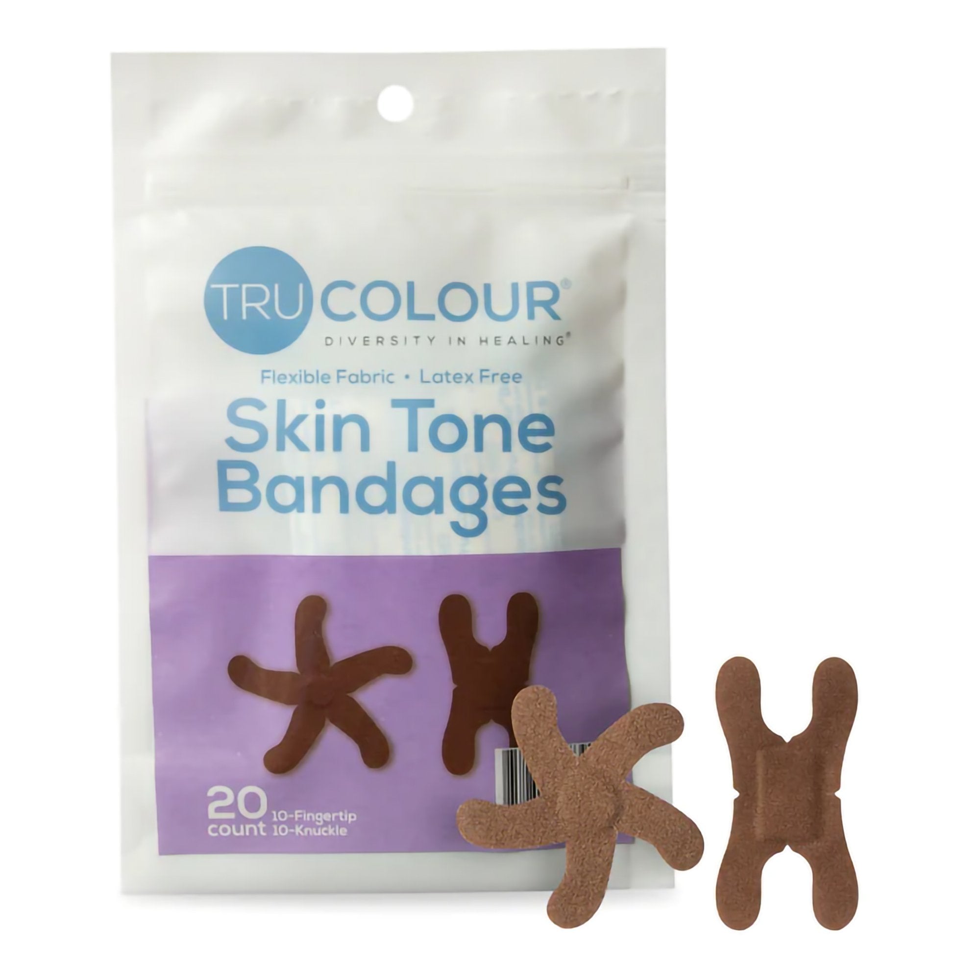 Tru-Colour Products LLC - Waterproof Adhesive Strip Tru-Colour® Assorted Sizes Fabric Knuckle / Fingertip Dark Brown Sterile [1000/CS]