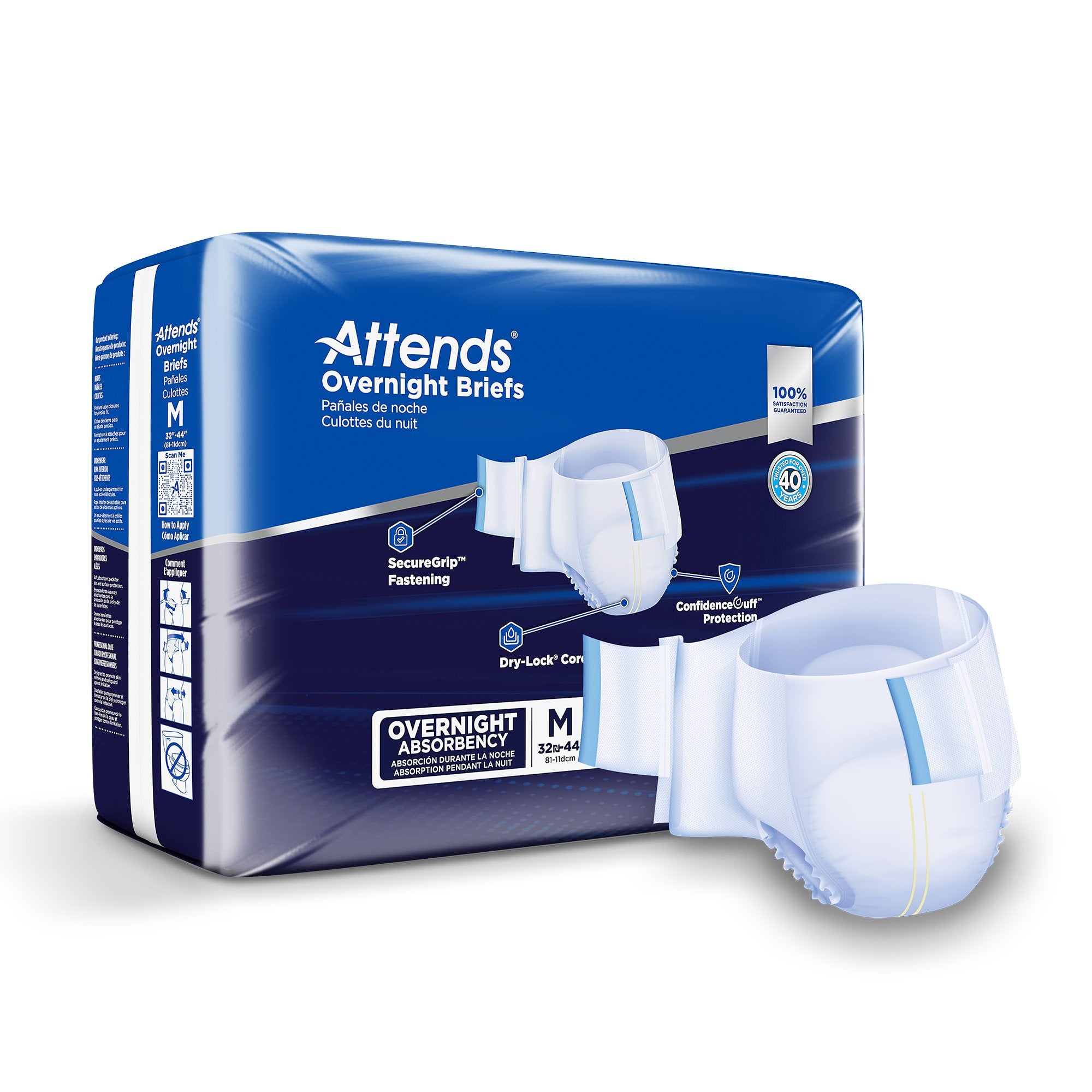 Attends Healthcare Products - Unisex Adult Incontinence Brief Attends® Overnight Medium Disposable Heavy Absorbency [72/CS]