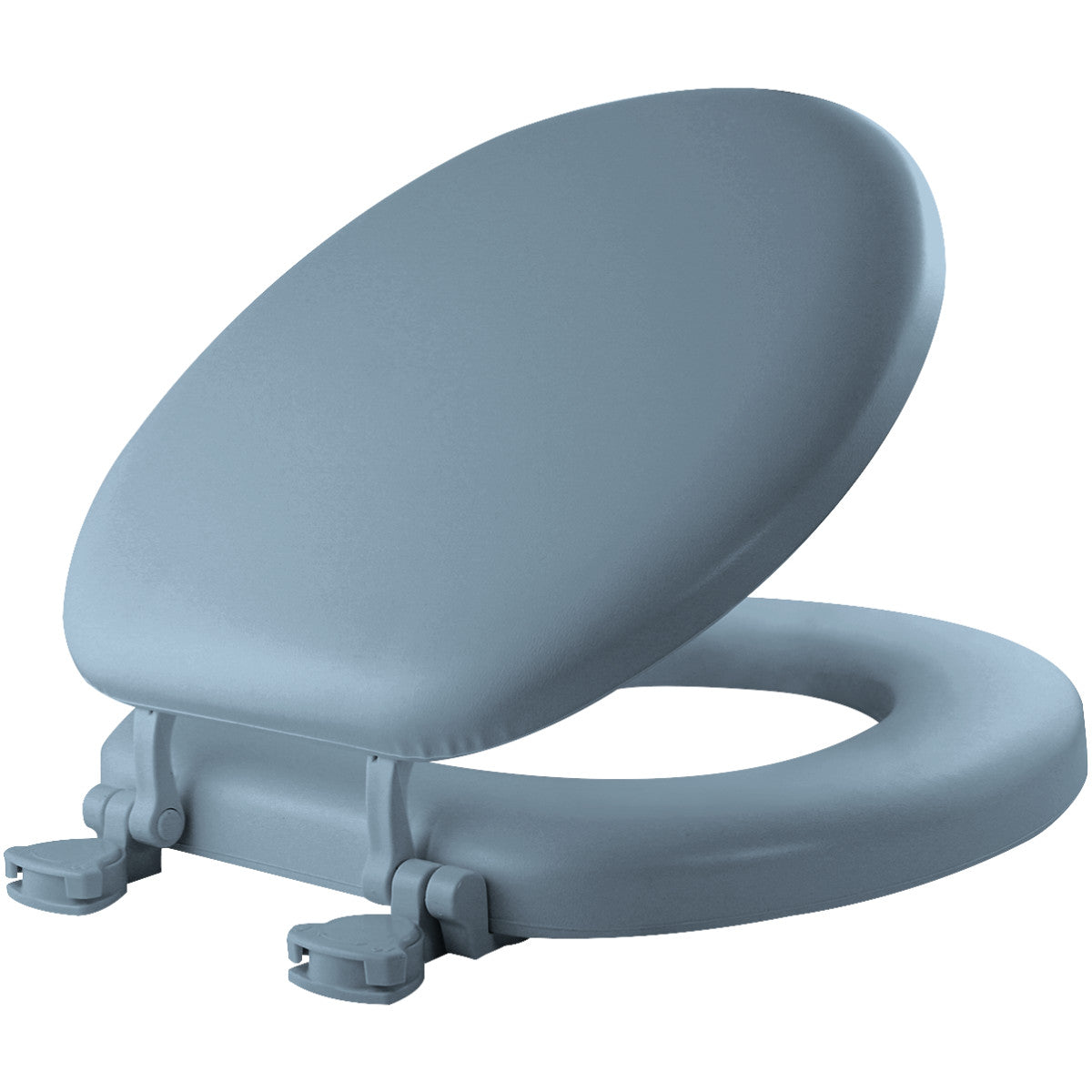 Mayfair Round Cushioned Vinyl Soft Toilet Seat in Sky Blue STA-TITE® Seat Fastening System and Easy•Clean® Hinge
