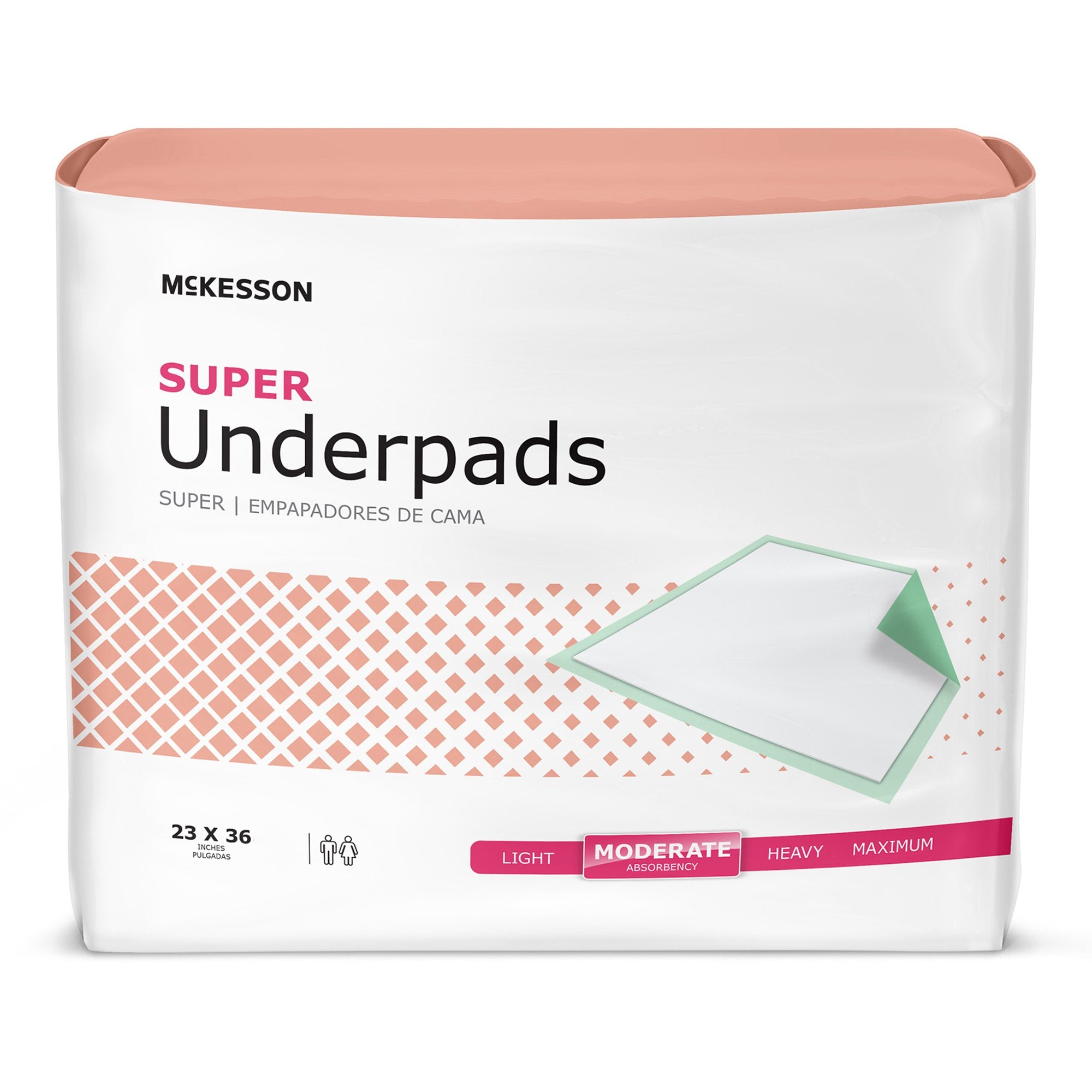 McKesson Brand - Disposable Underpad McKesson 23 X 36 Inch Fluff / Polymer Moderate Absorbency [120/CS]