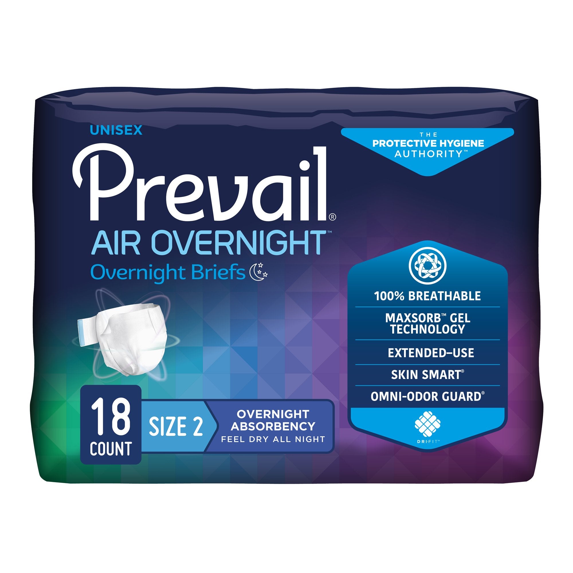 First Quality - Unisex Adult Incontinence Brief Prevail Air™ Overnight Size 2 / Large Disposable Heavy Absorbency [72/CS]