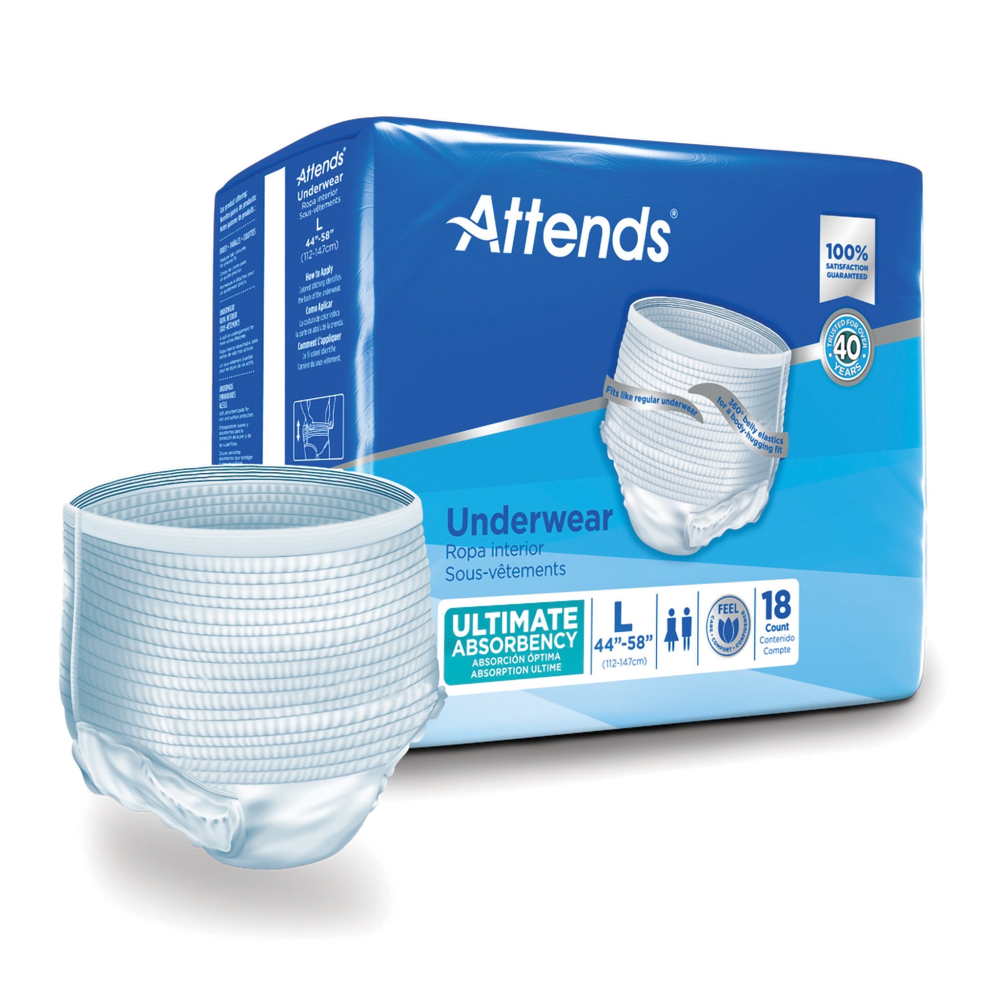 Attends Healthcare Products - Unisex Adult Absorbent Underwear Attends® Advanced Pull On with Tear Away Seams Large Disposable Heavy Absorbency [72/CS]