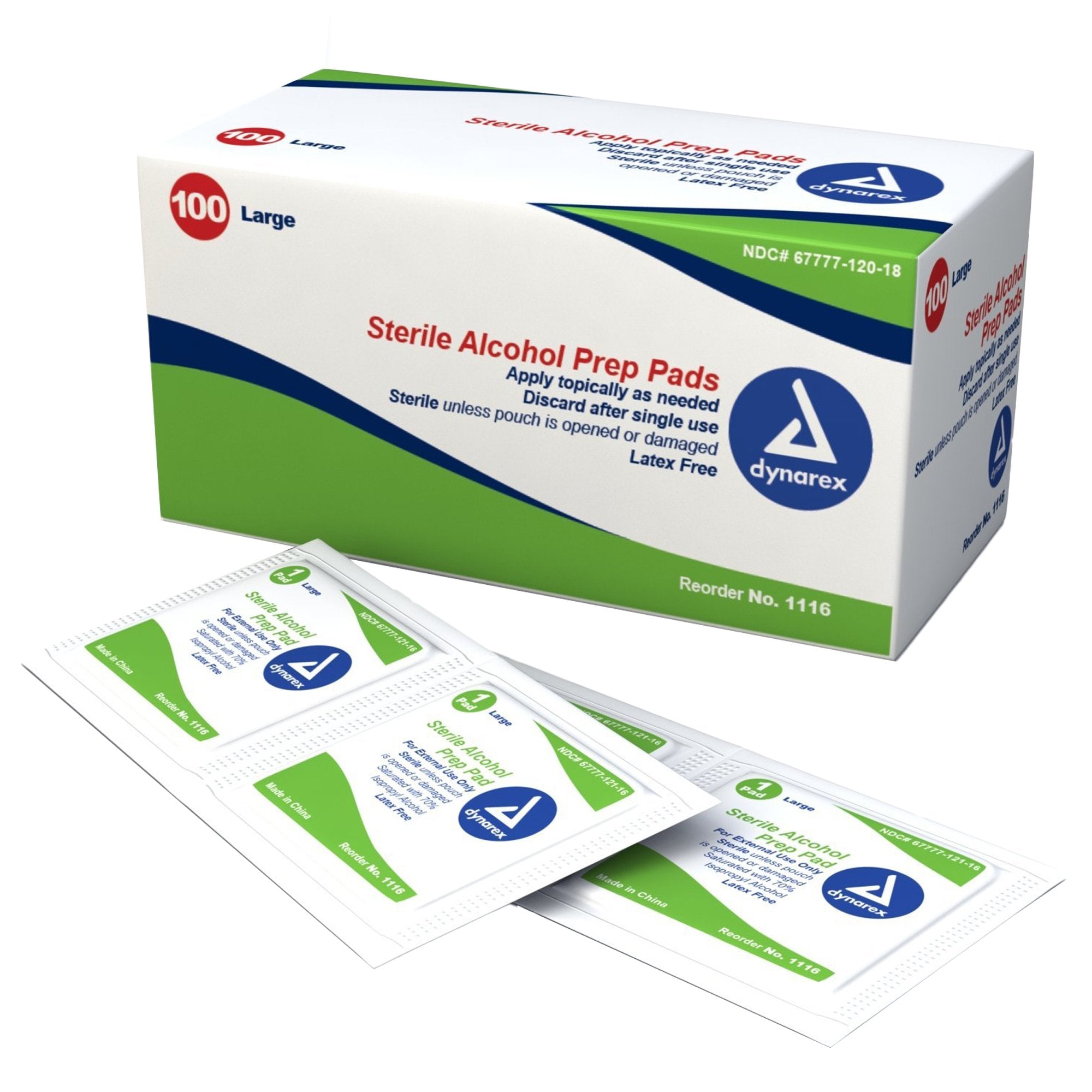 Dynarex - Alcohol Prep Pad Dynarex® 70% Strength Isopropyl Alcohol Individual Packet Large Sterile [1000/CS]