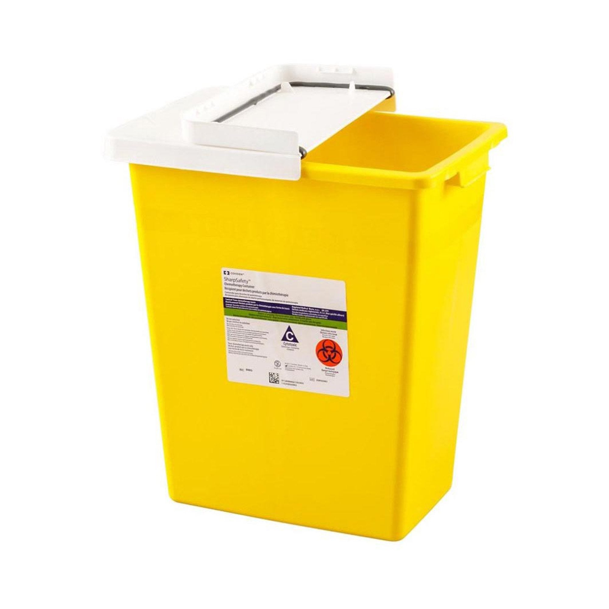 Cardinal - Chemotherapy Waste Container SharpSafety™ Yellow Base 10 H X 10-1/2 W X 7-1/4 D Inch Horizontal / Vertical Entry 2 Gallon [20/CS]