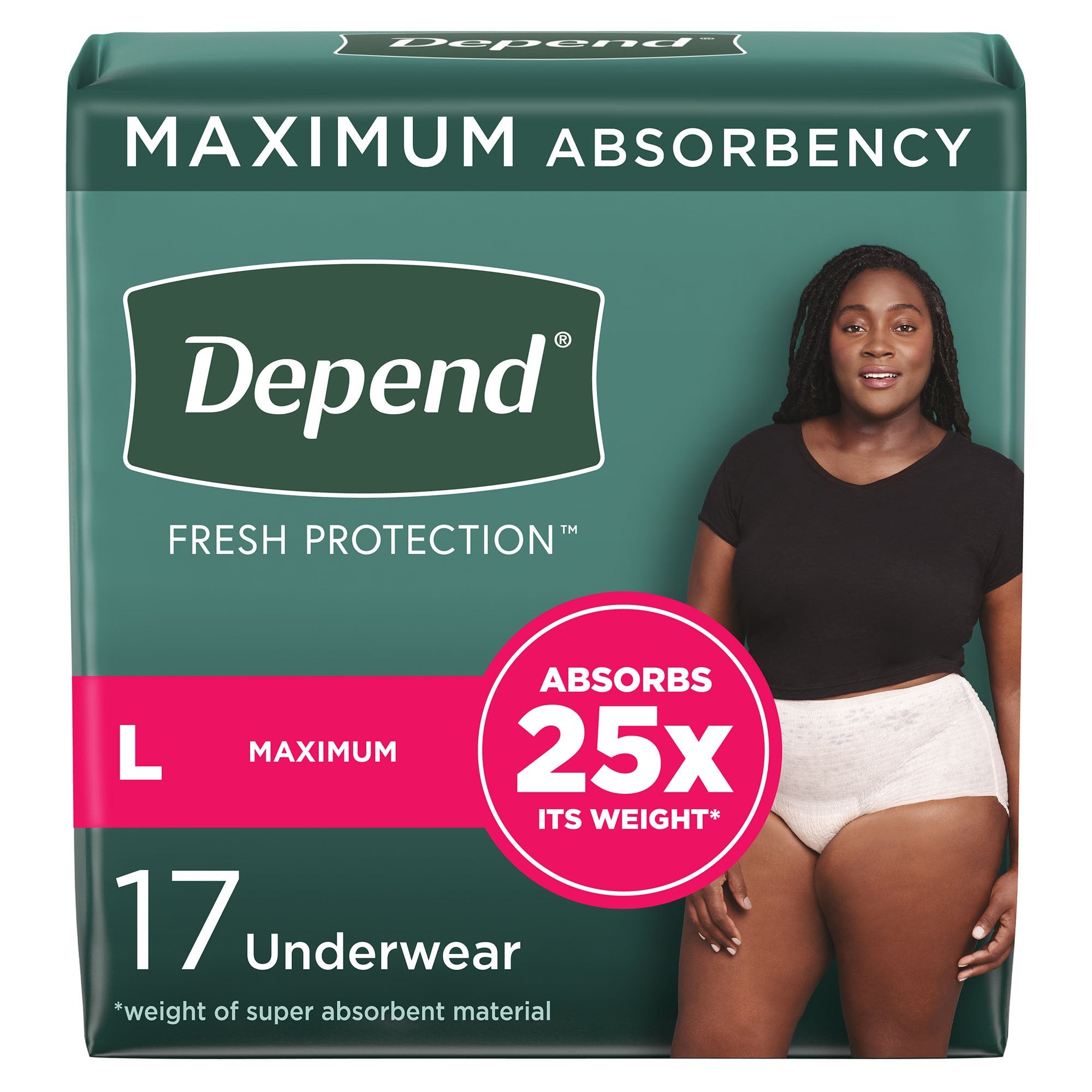 Kimberly Clark - Female Adult Absorbent Underwear Depend® Fresh Protection Waistband Style Large Disposable Heavy Absorbency [34/CS]