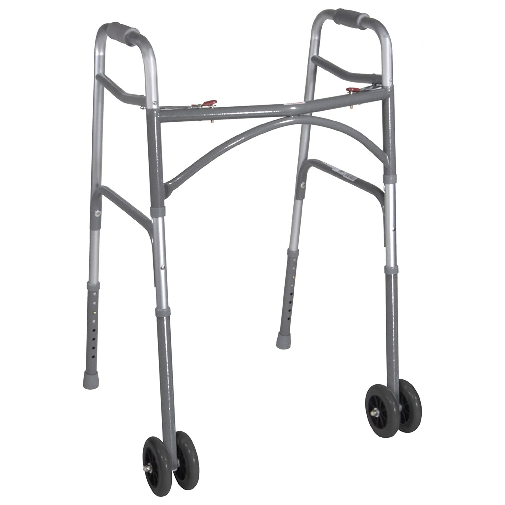 Drive Medical - Bariatric Dual Release Folding Walker with Wheels Adjustable Height drive™ Steel Frame 600 lbs. Weight Capacity 32 to 39 Inch Height [1/CS]