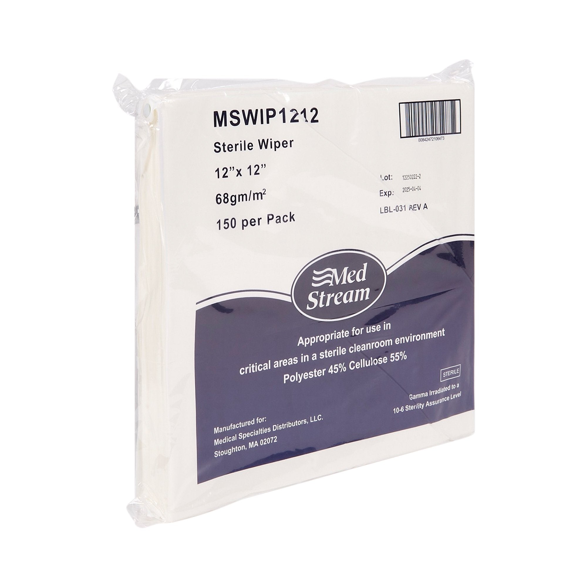 McKesson Brand - Cleanroom Wipe McKesson ISO Class 5 White Sterile Polyester / Cellulose 12 X 12 Inch Disposable [1200/CS]