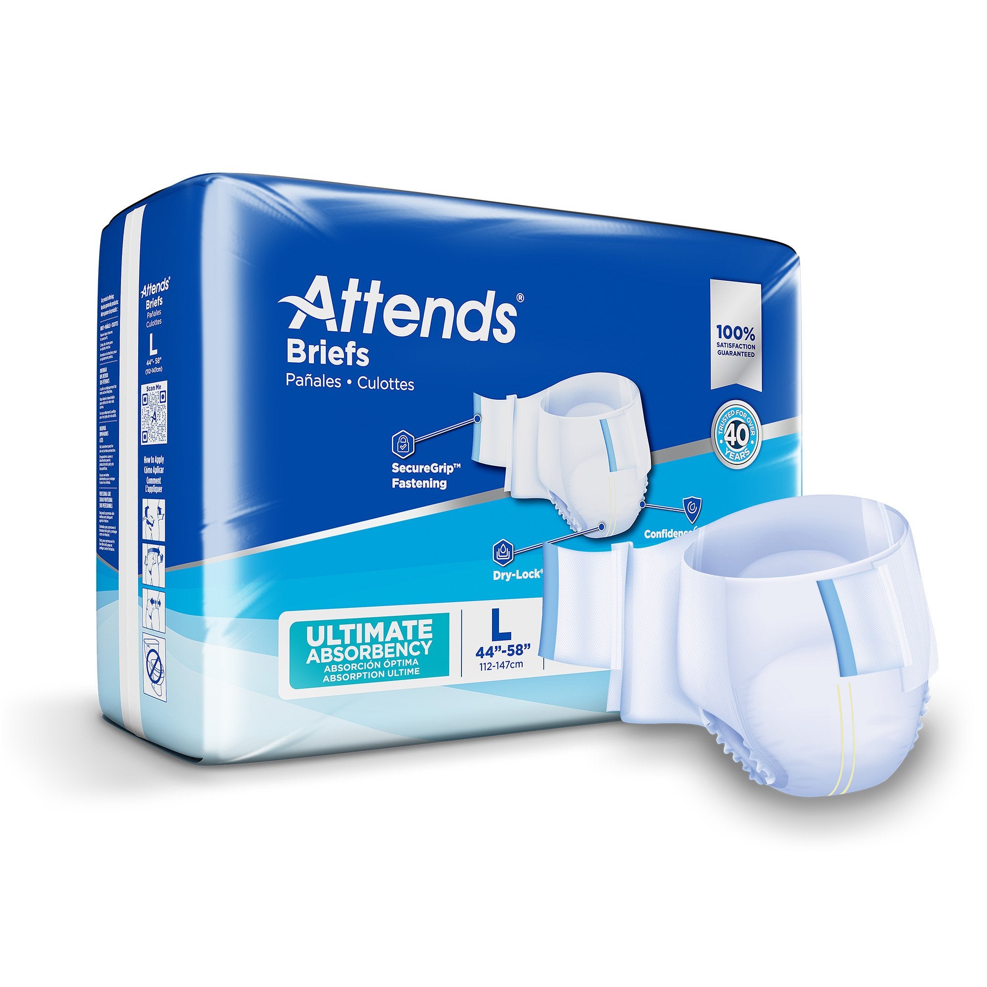 Attends Healthcare Products - Unisex Adult Incontinence Brief Attends® Advanced Large Disposable Heavy Absorbency [72/CS]