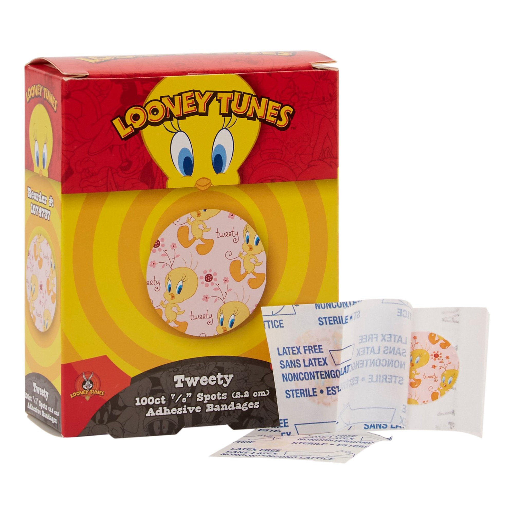 Dukal - Adhesive Spot Bandage Looney Tunes™ 7/8 Inch Plastic Round Kid Design (Tweety) Sterile [24/CS]