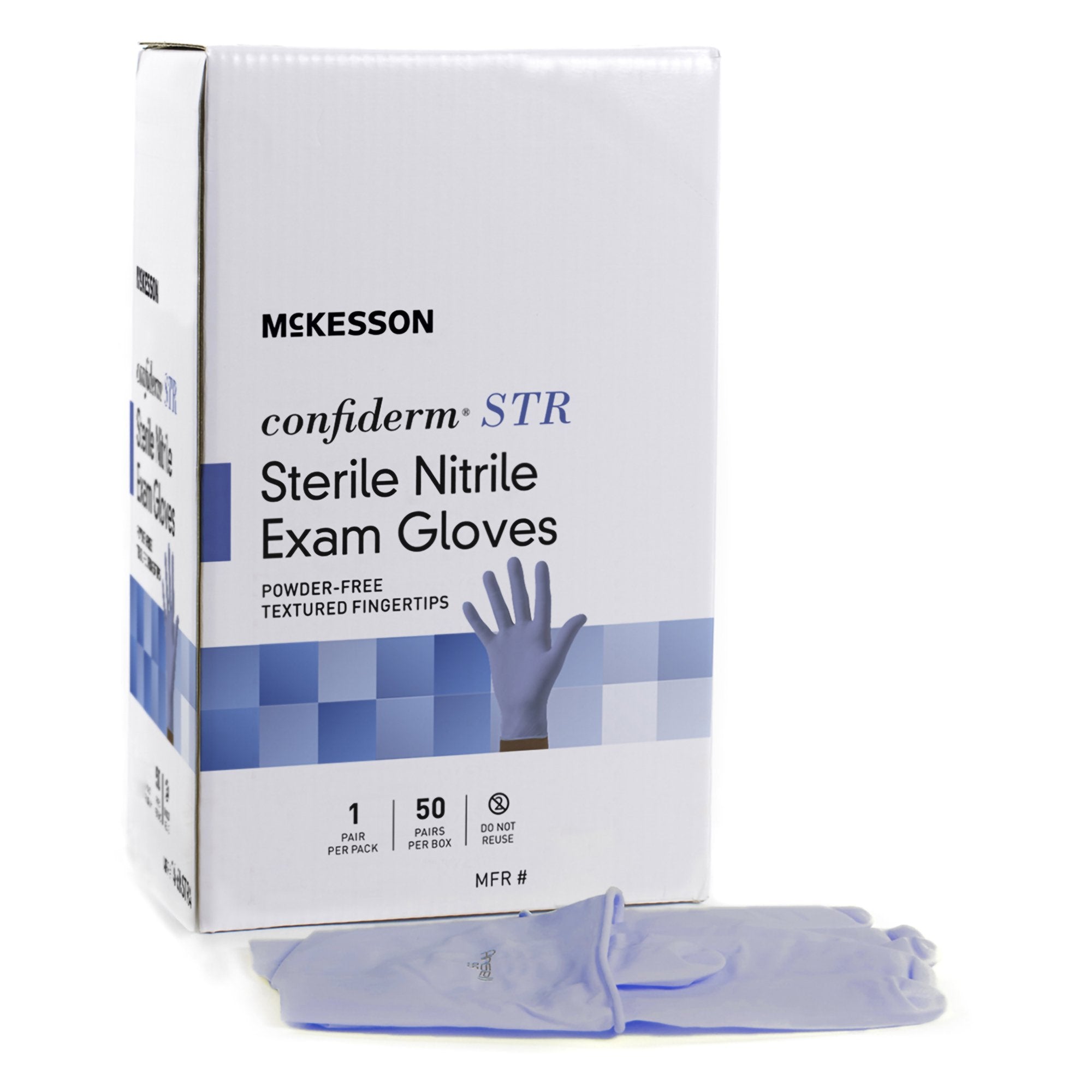 McKesson Brand - Exam Glove McKesson Confiderm® STR X-Large Sterile Pair Nitrile Standard Cuff Length Textured Fingertips Blue Not Rated [200/CS]